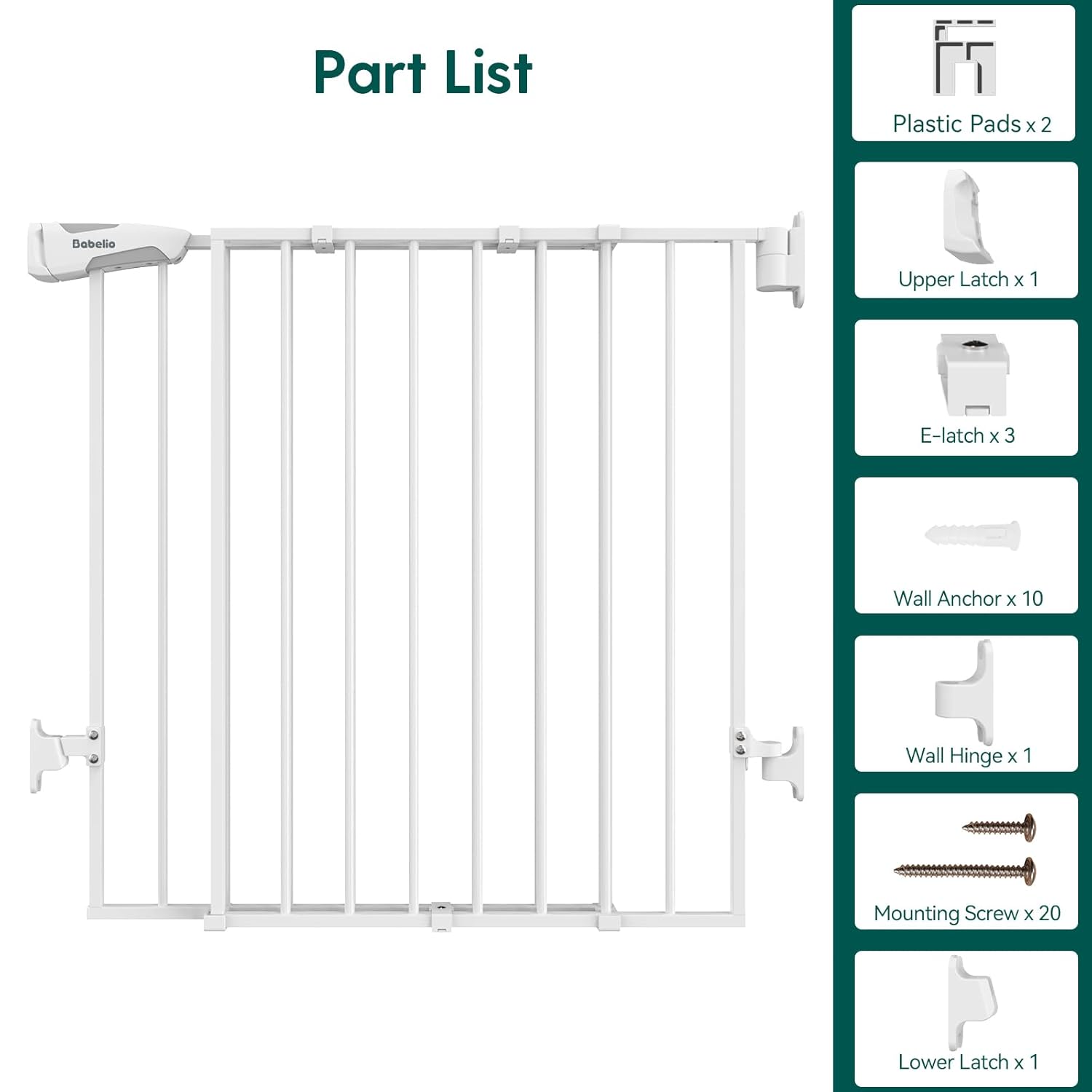 Babelio 26-43 Baby Gate with Auto Close White