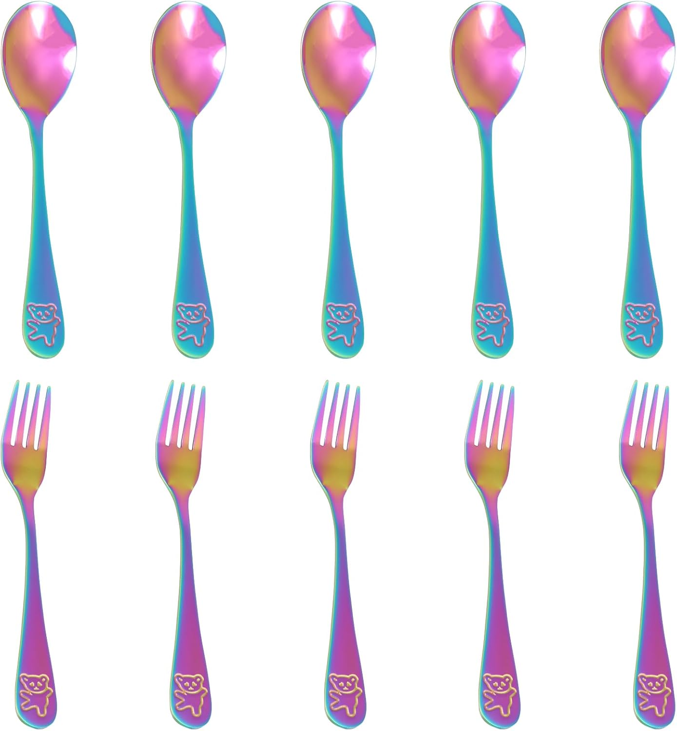 10 Pcs Toddler Stainless Steel Cutlery Set