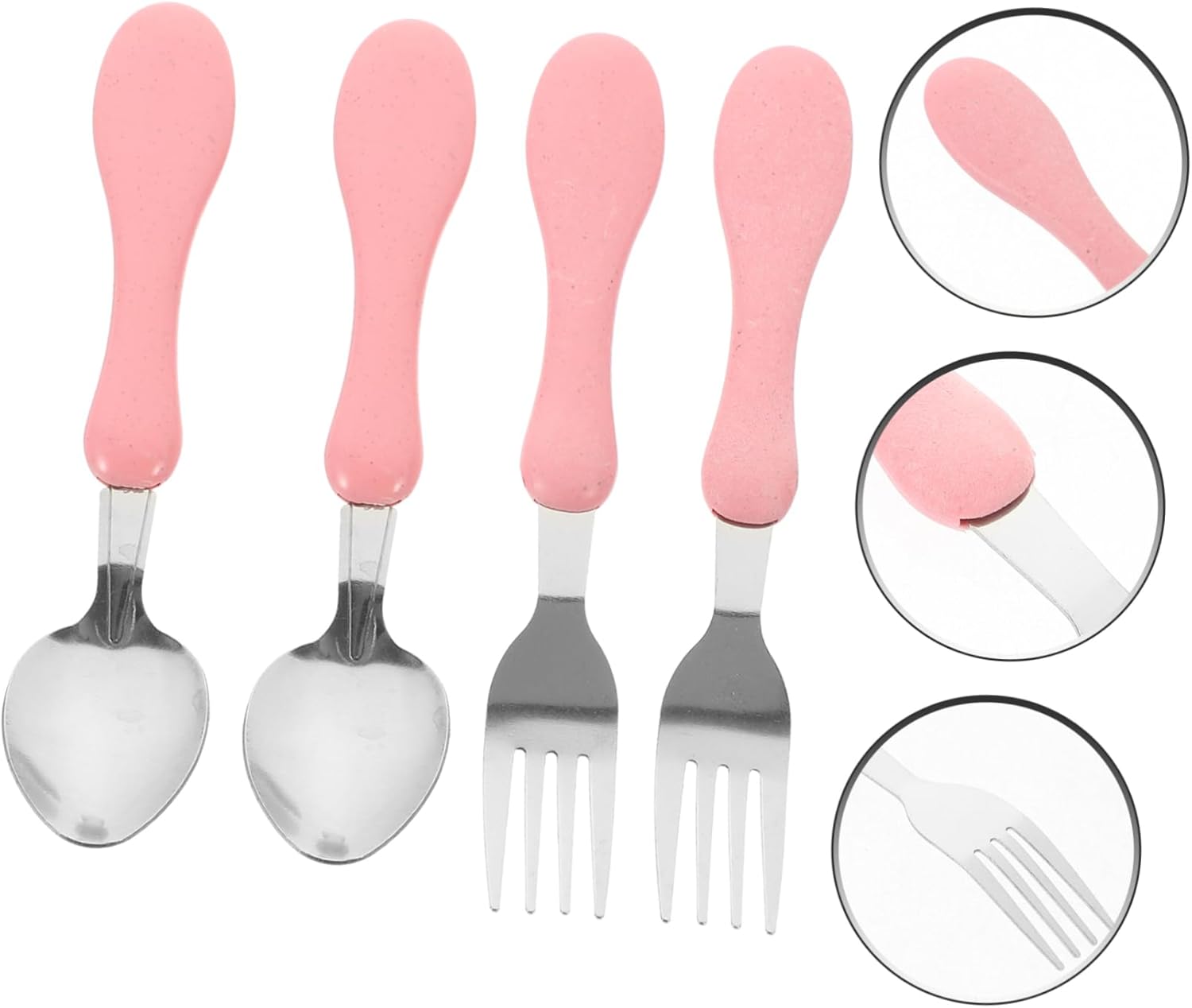 4PCS Baby Stainless Steel Fork Spoon Set with Silicone Handles
