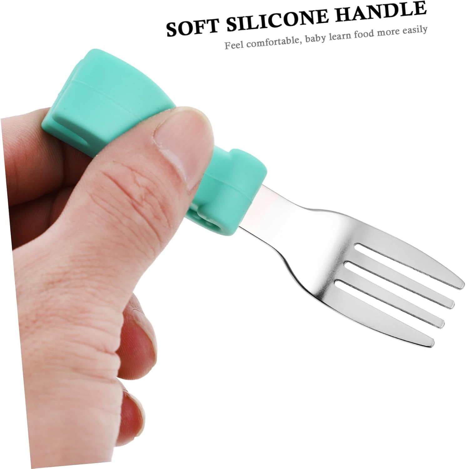 MERRYHAPY Stainless Steel Spoon and Fork Set for Baby Self Feeding