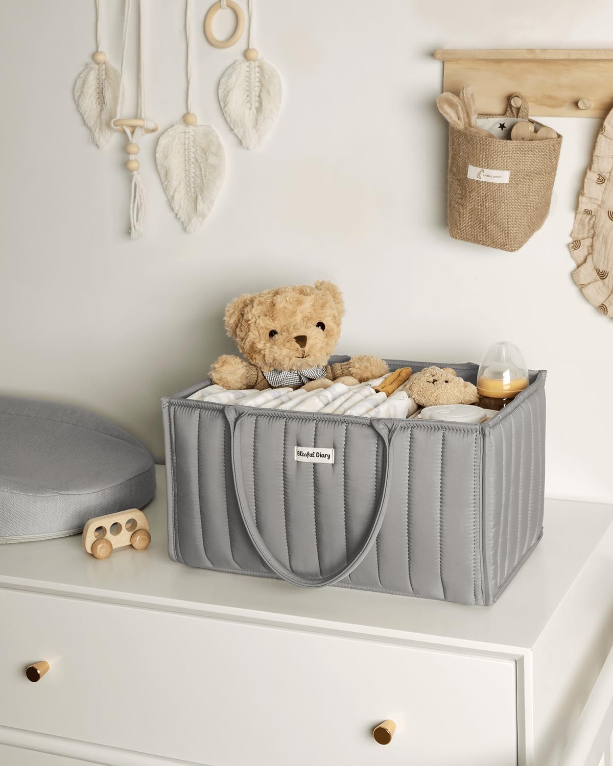 Blissful Diary Diaper Caddy Organizer Light Gray