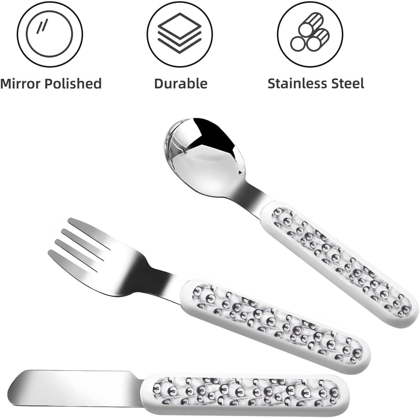 Cute Penguins Sketch Print Utensils Set with Travel Case
