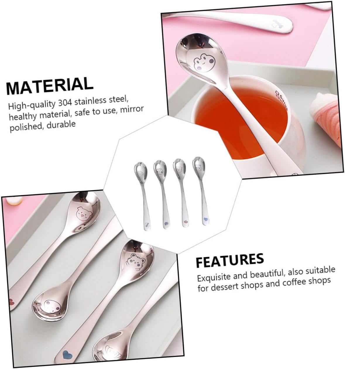 4pcs Stainless Steel Cartoon Spoons Set for Babies