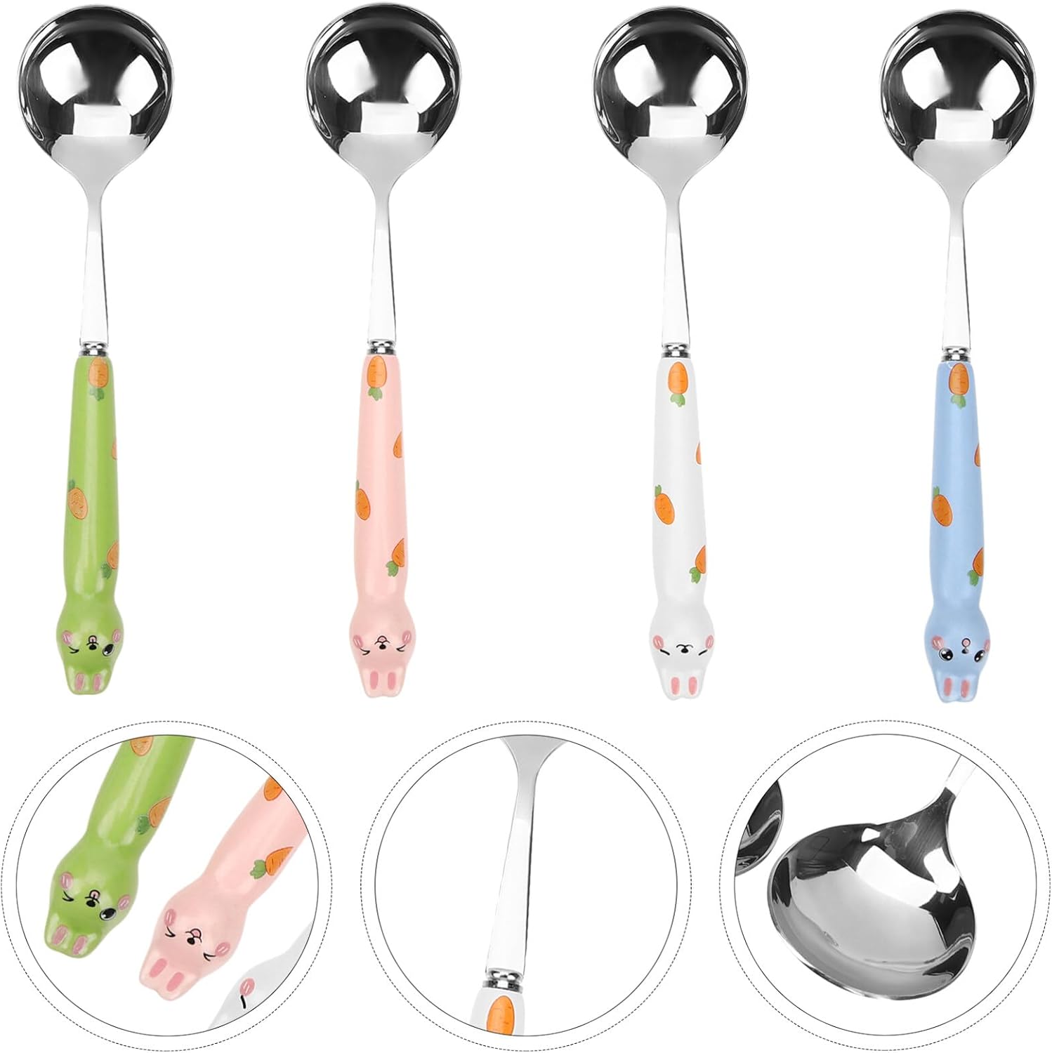 Abaodam 4Pcs Cartoon Bunny Dessert Spoon Set