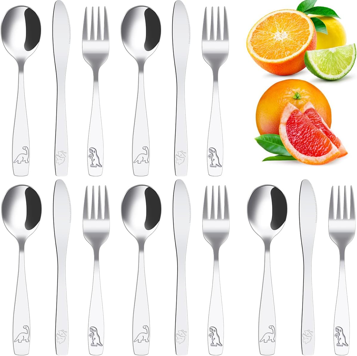 15Pcs Kids Silverware Set with Dinosaur Design