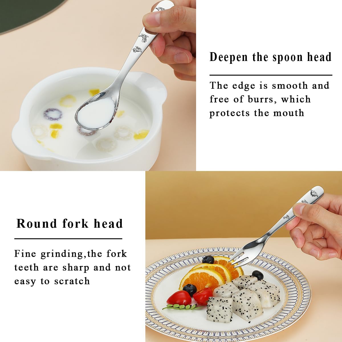 Evanda Toddler Cutlery Set 6 Pieces Dinosaur Forks and Spoons