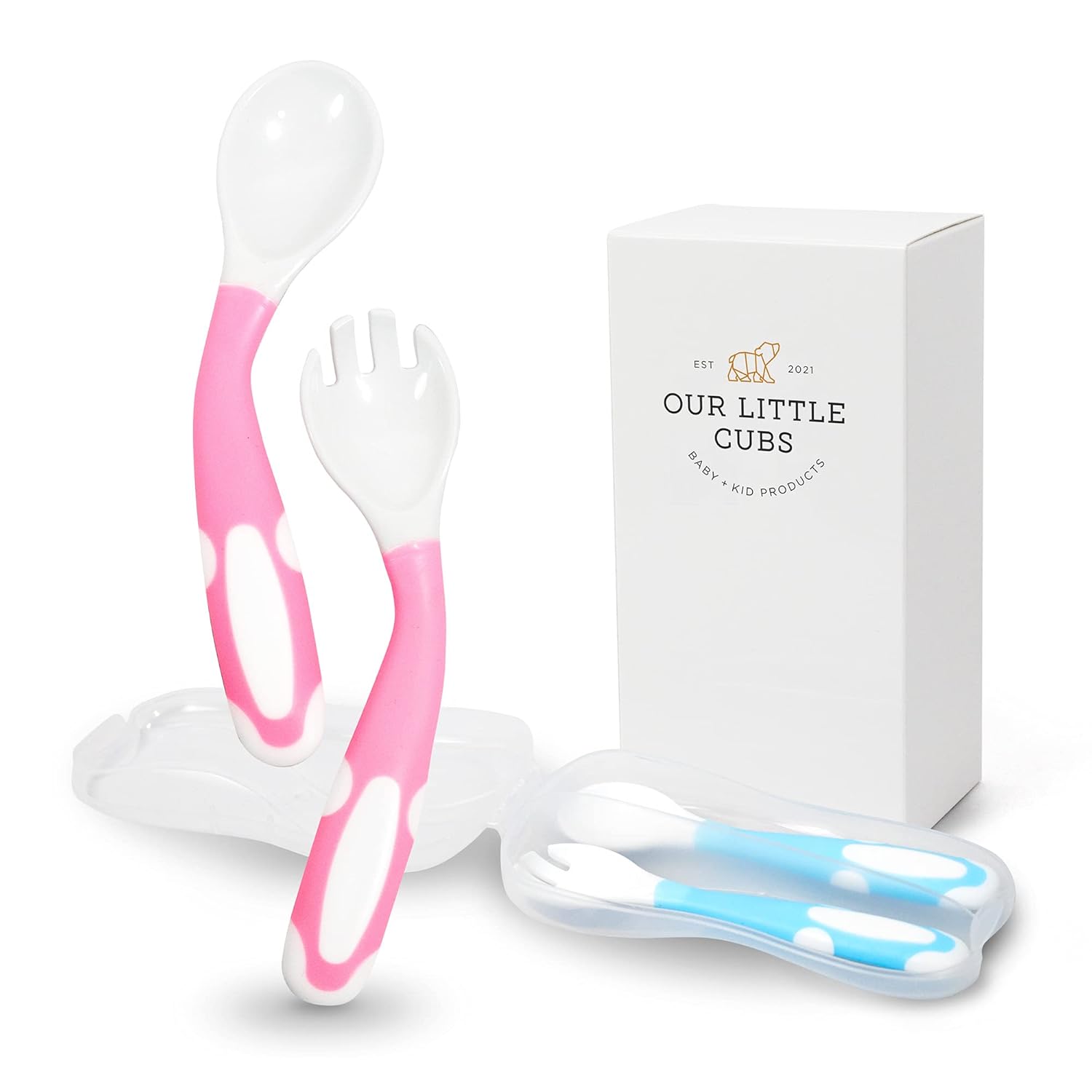 Bendable Baby Toddler Fork Spoon Set 2 Sets BluePink