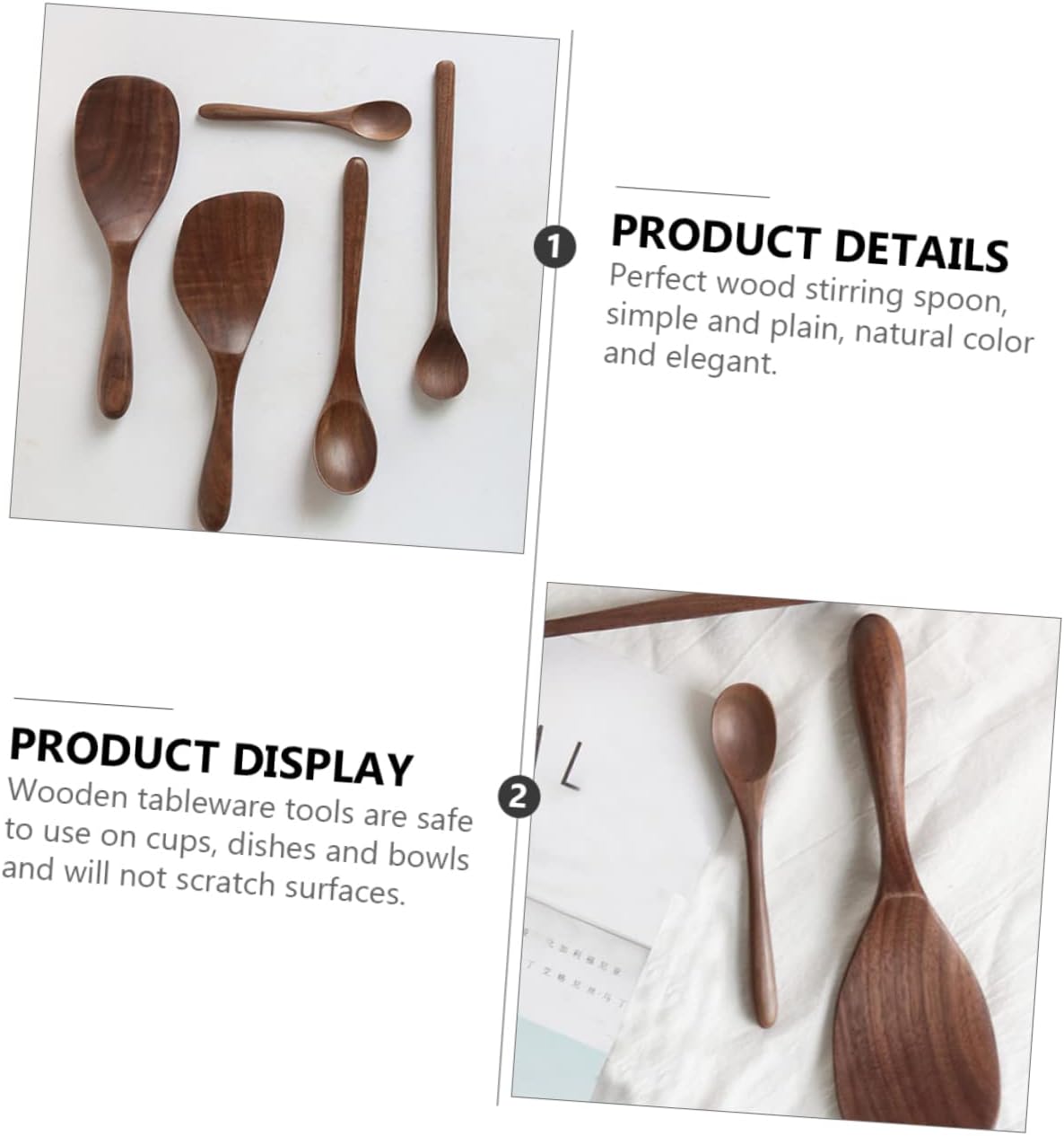 OKUMEYR Black Walnut Kitchen Utensils Set for Kids