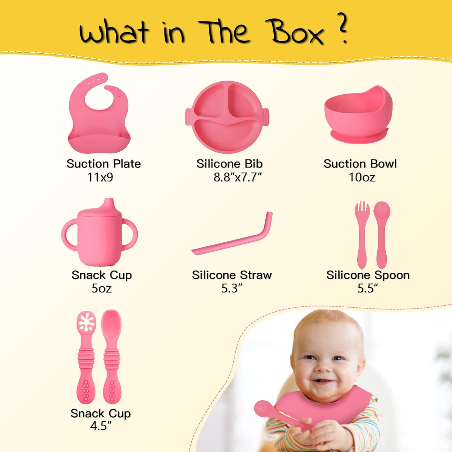 Aainbeots Silicone Baby Feeding Set 10 Pcs for 6 Months