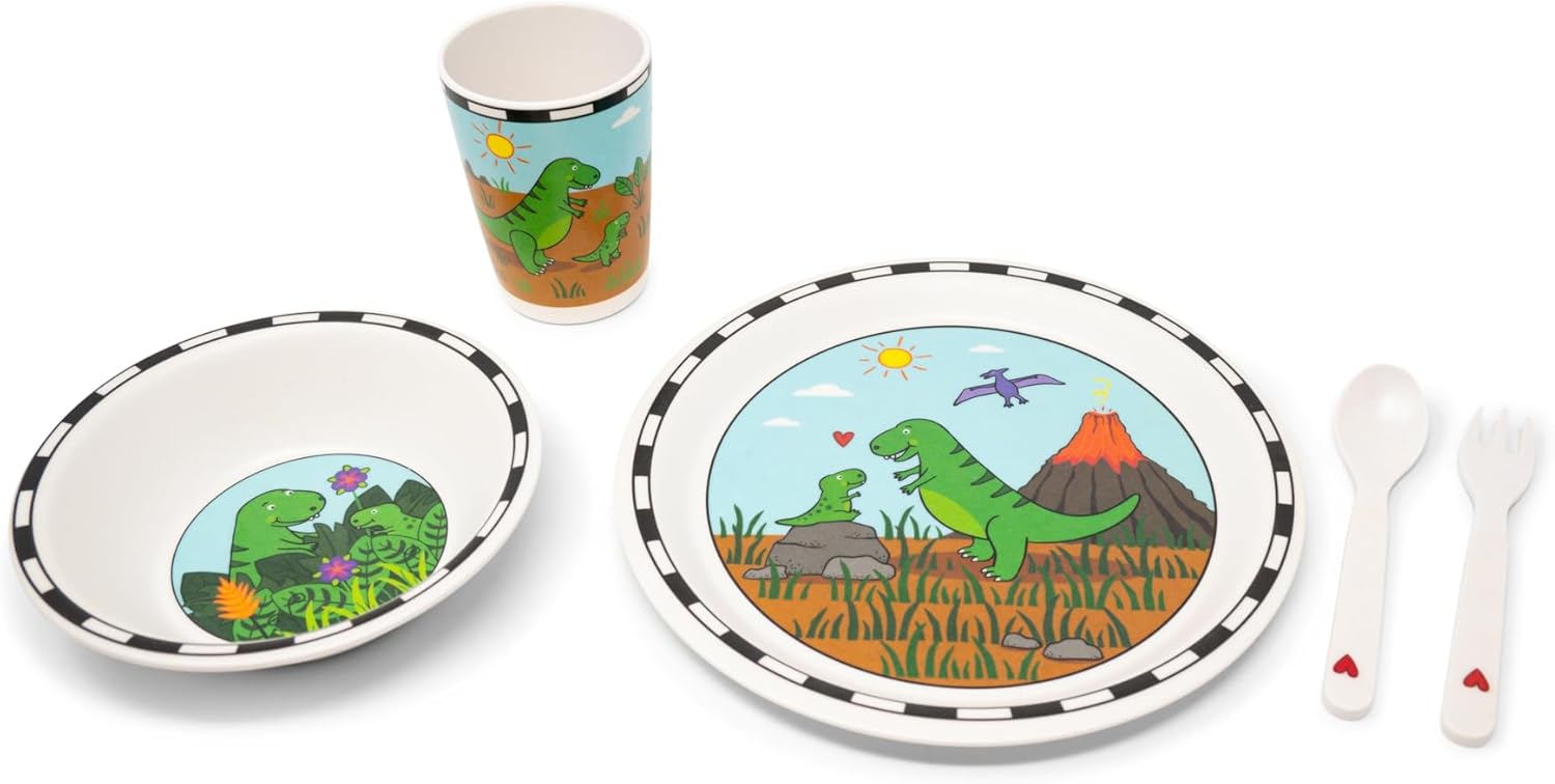 Dinosaur Bamboo Dish Set 5 Piece Kids Tableware