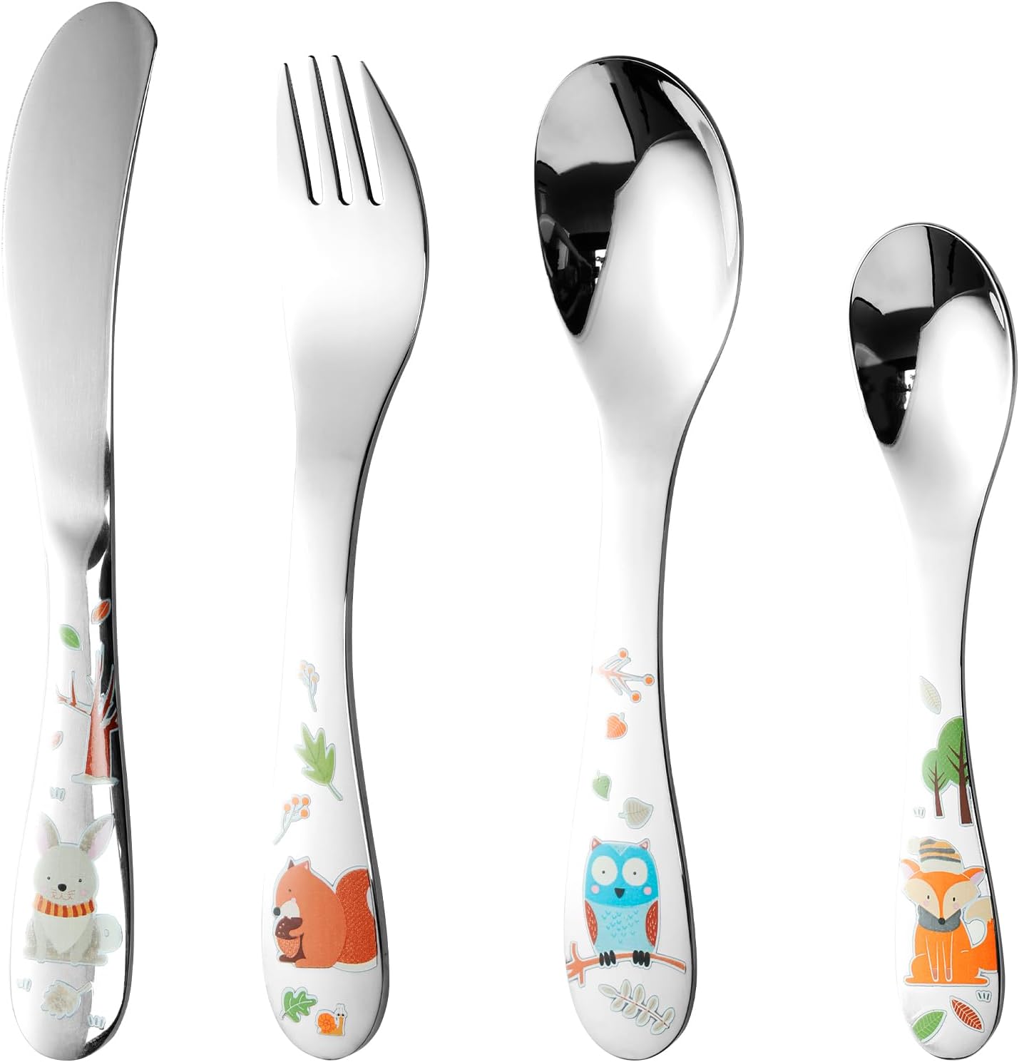 Toddler Stainless Steel Utensil Set with Cartoon Handles
