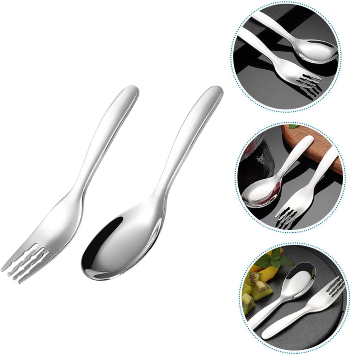 2PCS Stainless Steel Fork and Spoon Set for Easy Eating