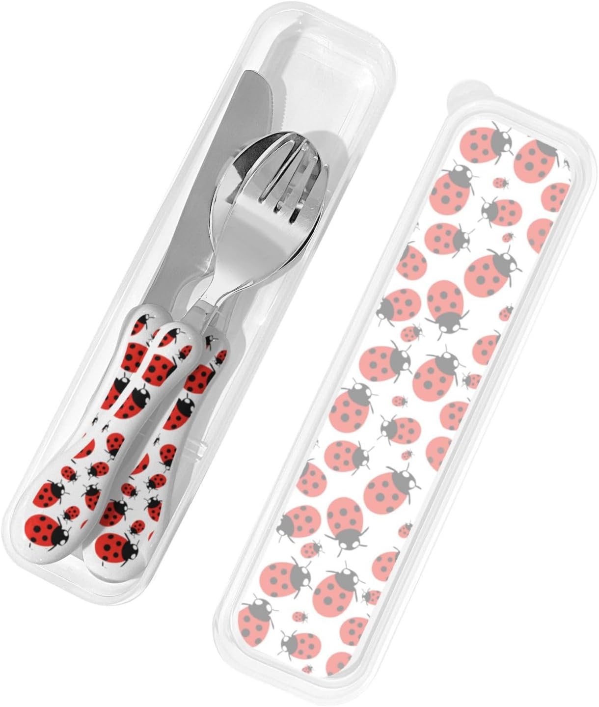 Cartoon Red Ladybug Cutlery Set with Storage Case