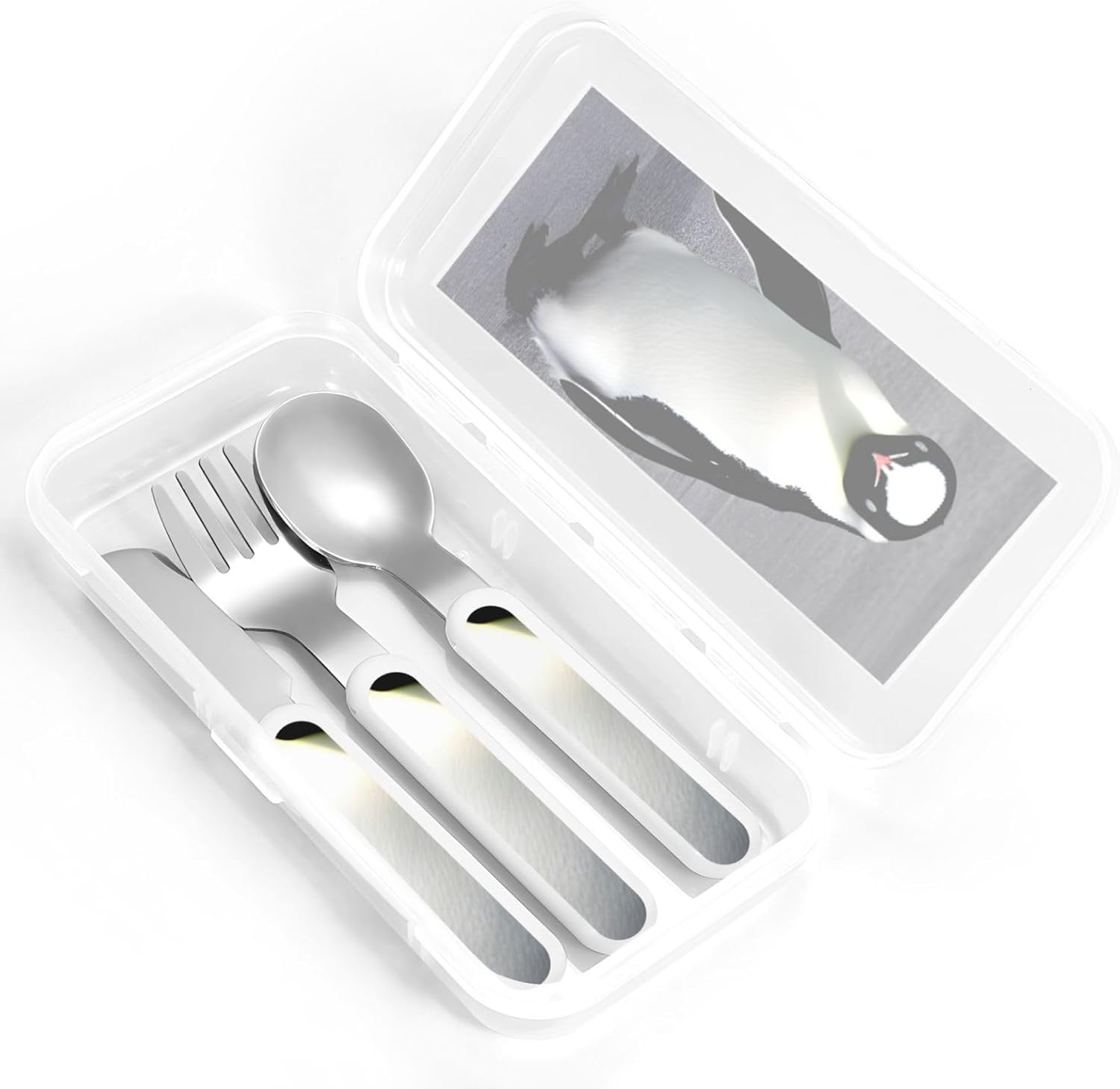 Cute Penguin Print Flatware Set with Travel Case 1