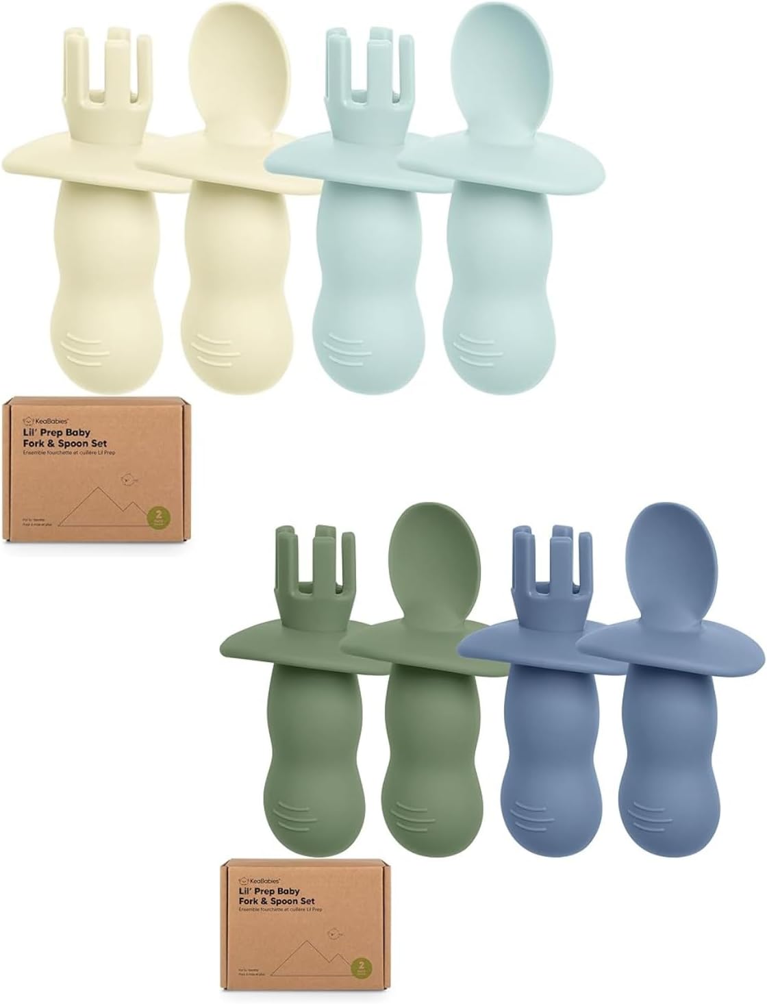 KeaBabies 4-Pack Silicone Baby Spoons Forks Set - BLW Safe Feeding Tools
