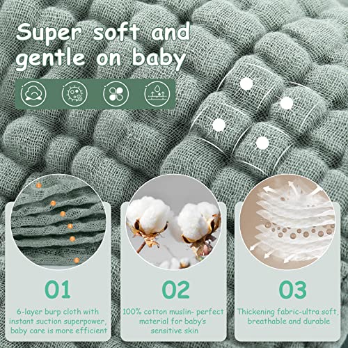 Looxii Muslin Burp Cloths 6 Pack Extra Soft 20x10