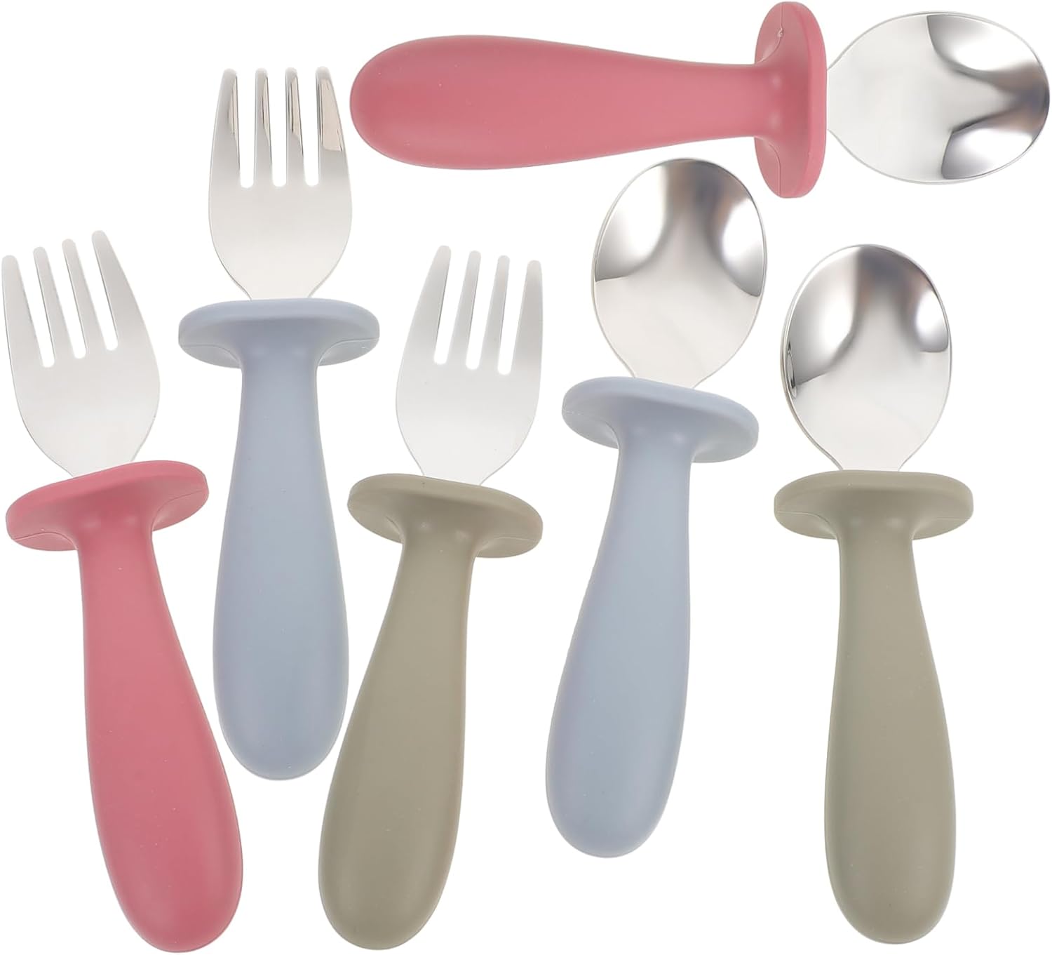 6Pcs 304 Stainless Steel Tableware Set with Handles for Easy Mealtime