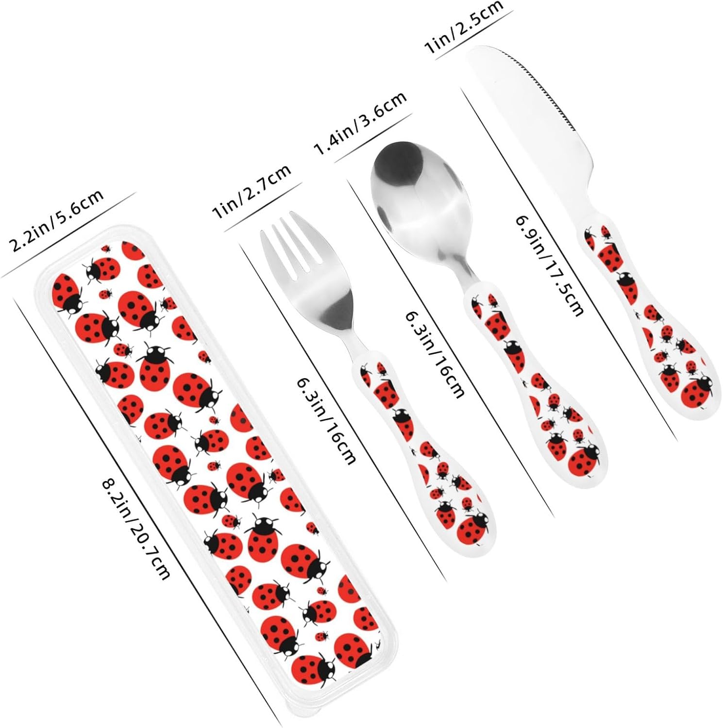 Cartoon Red Ladybug Cutlery Set with Storage Case