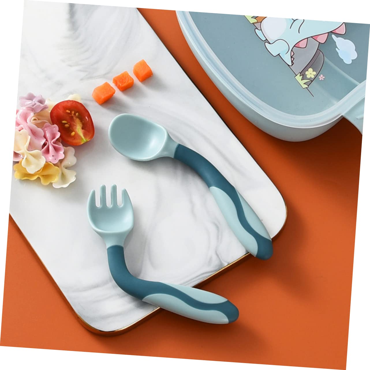 HAPINARY 2 Sets Flexible Spoon and Fork for Baby Feeding 1