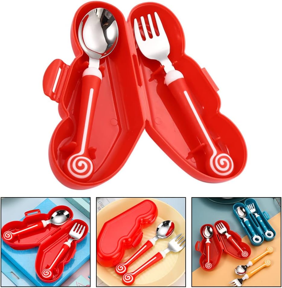Hemoton Baby Fork Spoon Set with Travel Case 1