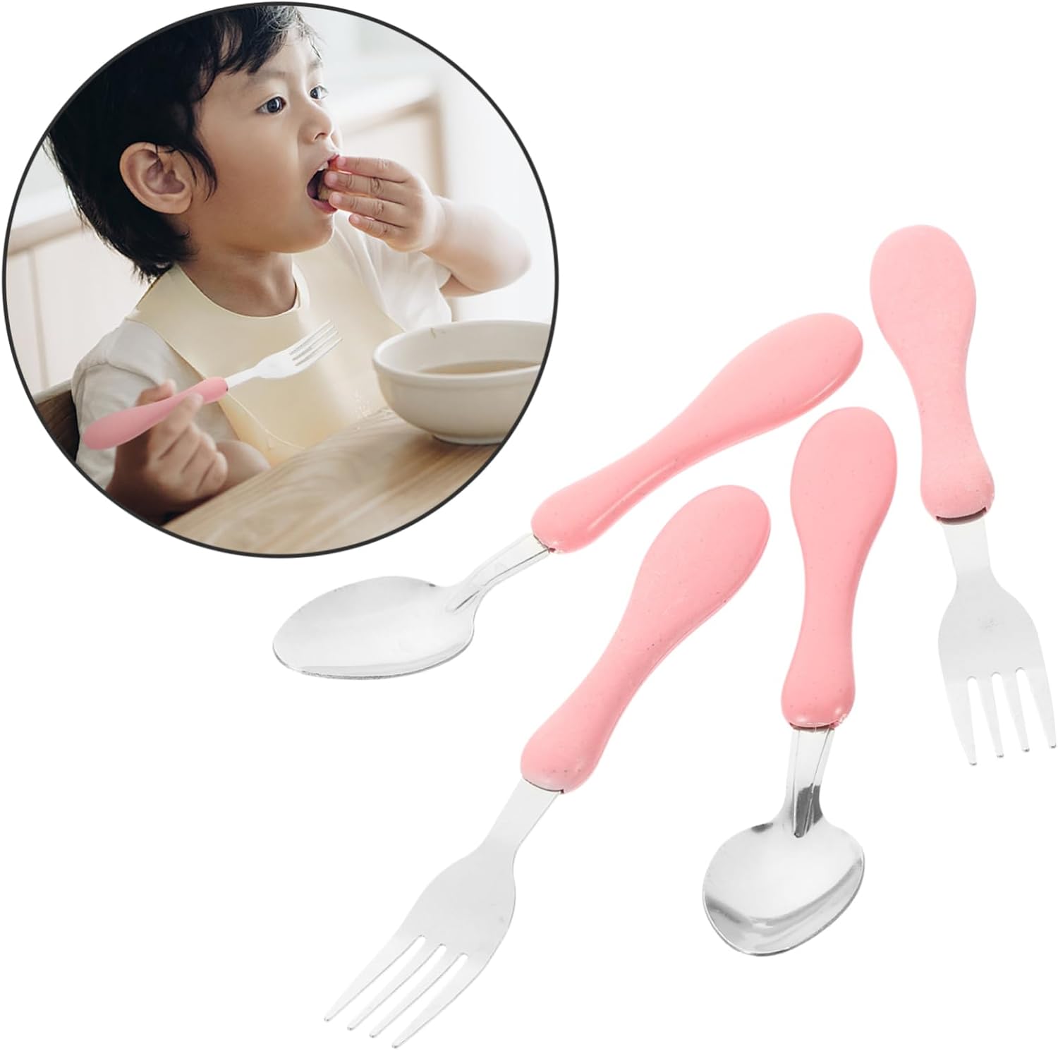 4pcs Cartoon Fork and Spoon Set for Baby Feeding