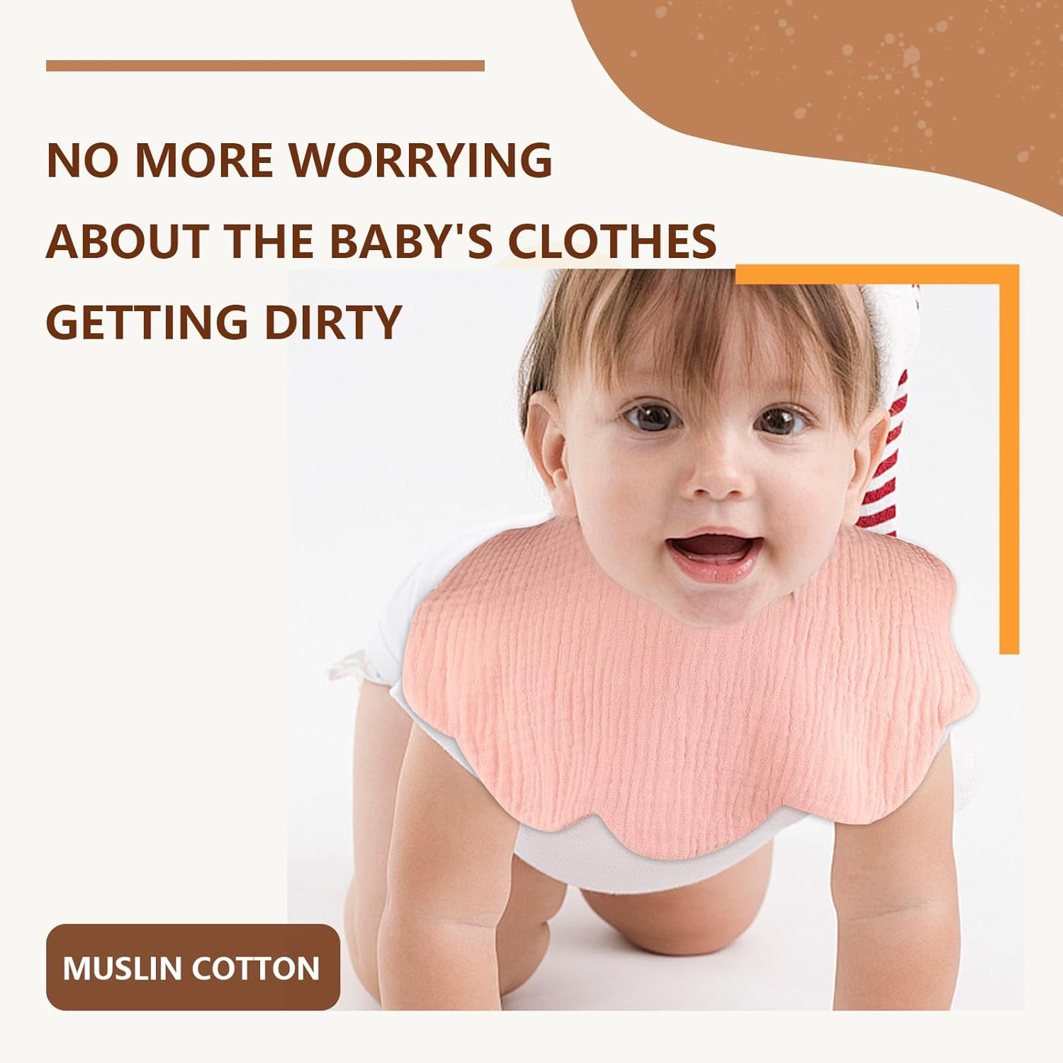 EllieHouse 8 Pack Muslin Baby Bibs for Toddlers and Infants