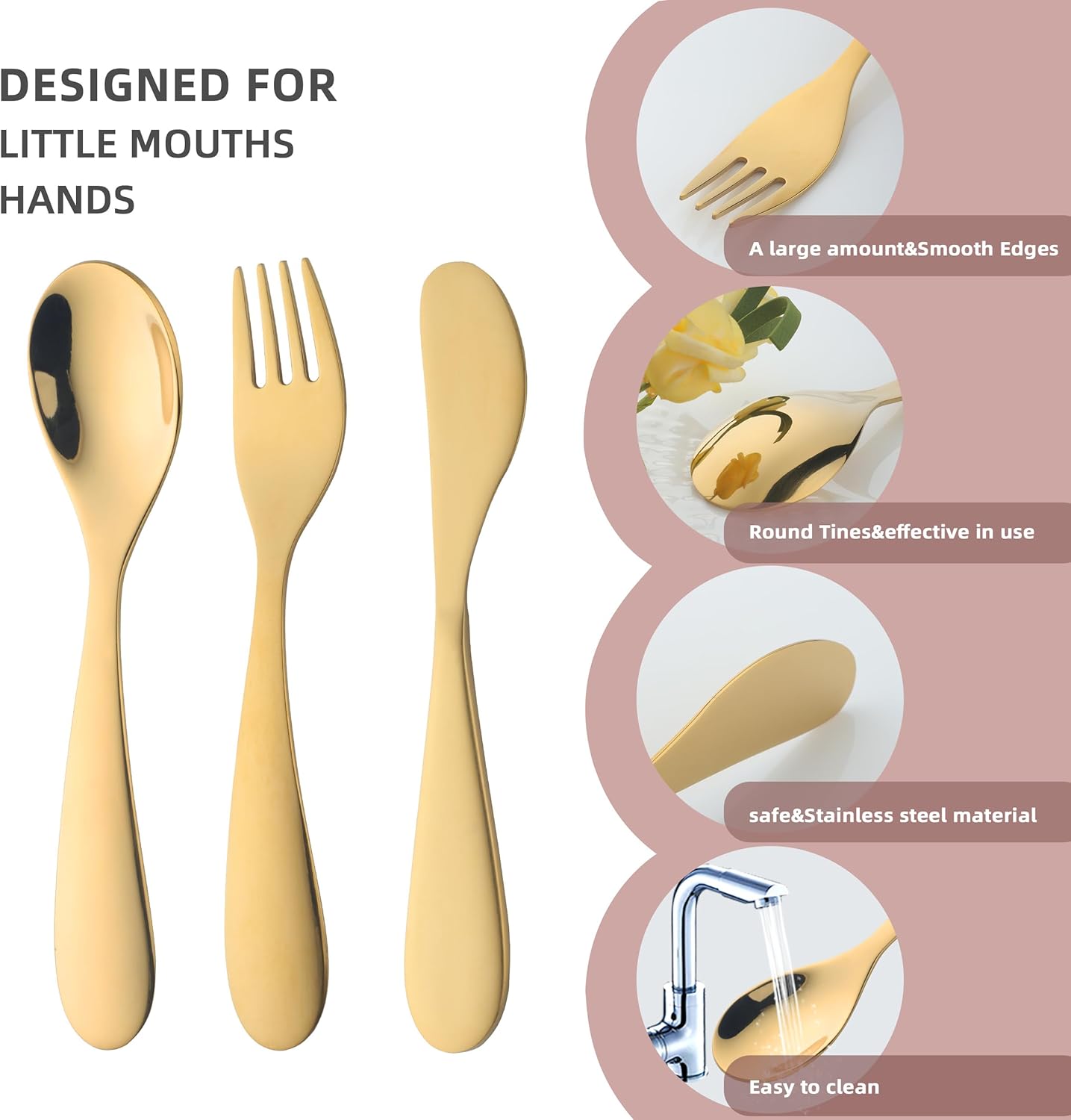 QRU 6-Piece Toddler Utensils Set Safe Dishwasher