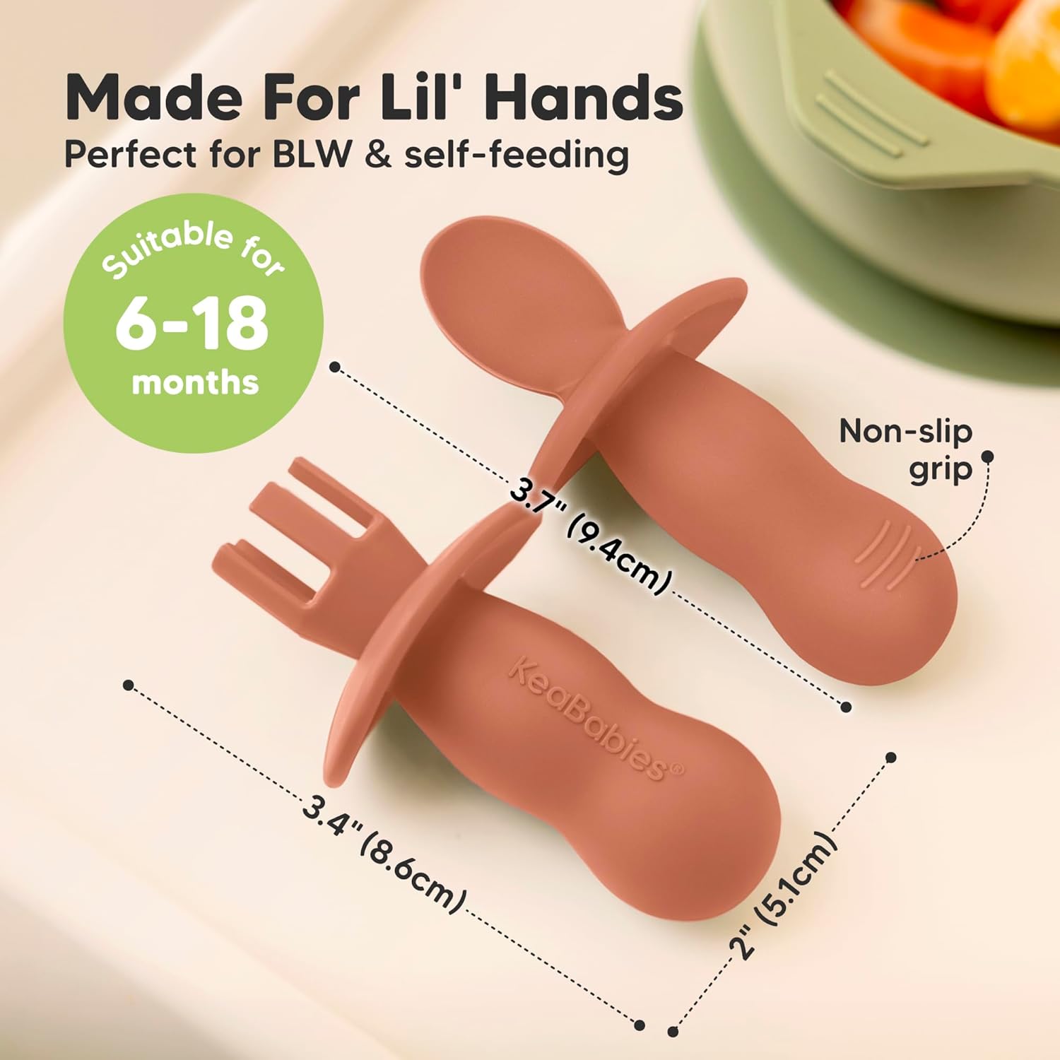 KeaBabies 4-Pack Silicone Baby Utensils 12-Pack Food Containers 1
