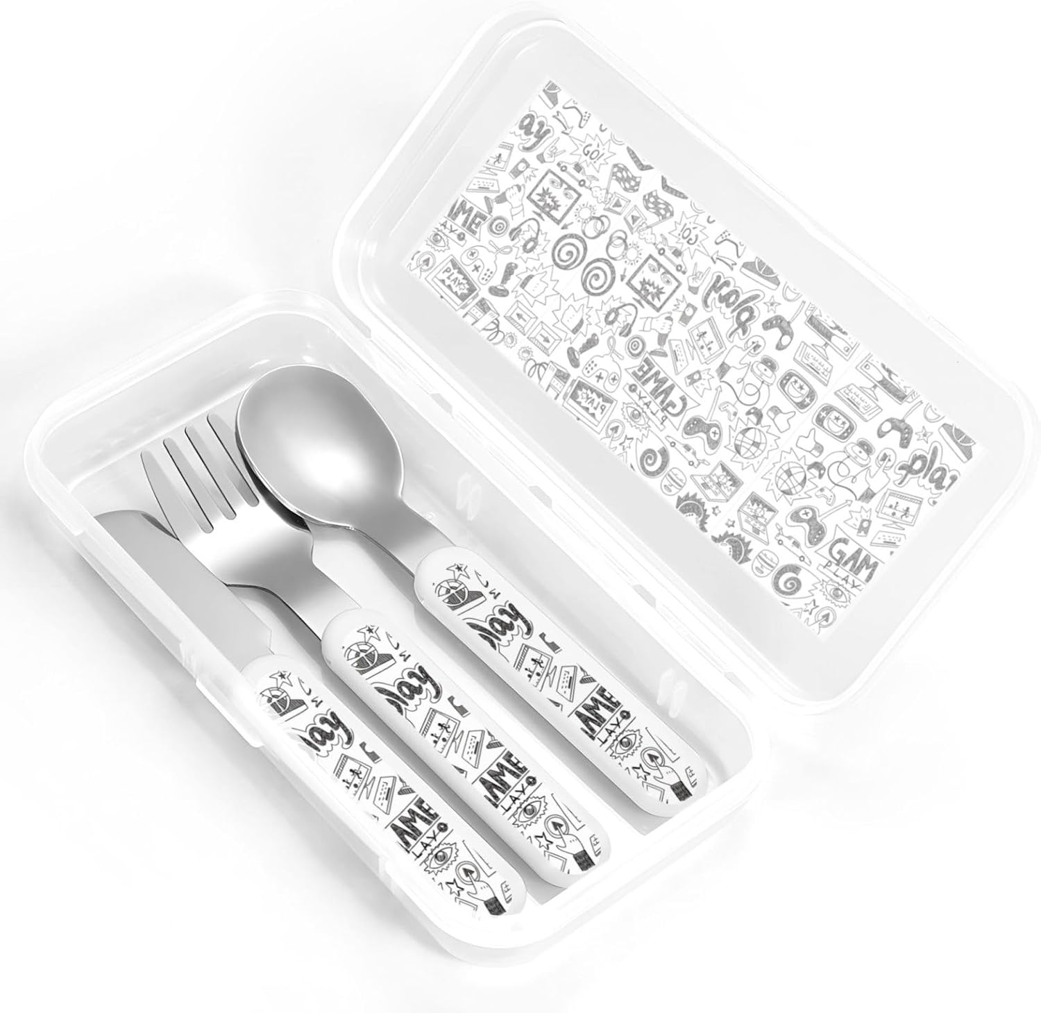 Video Game Boys Print Utensil Set with Travel Case