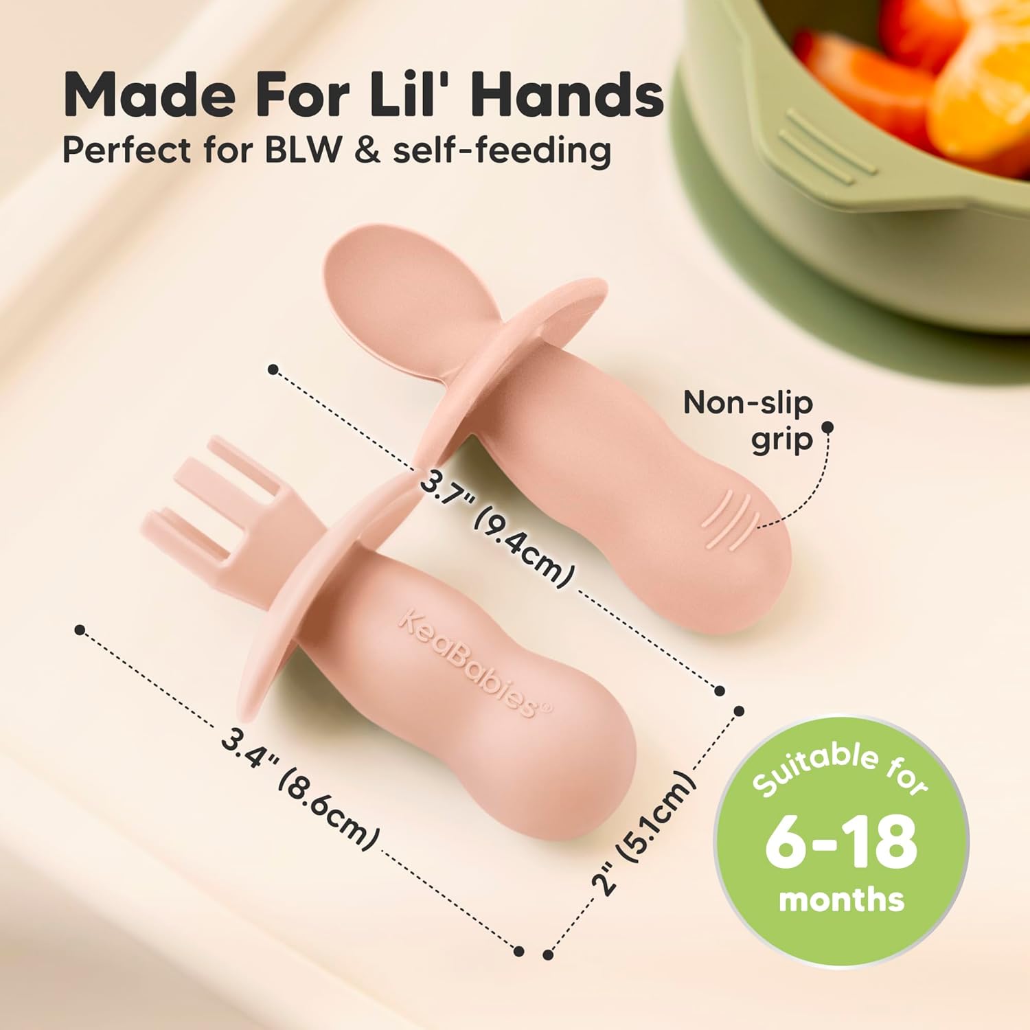 KeaBabies 4-Pack Silicone Feeding Set with 2-Pack Suction Bowls