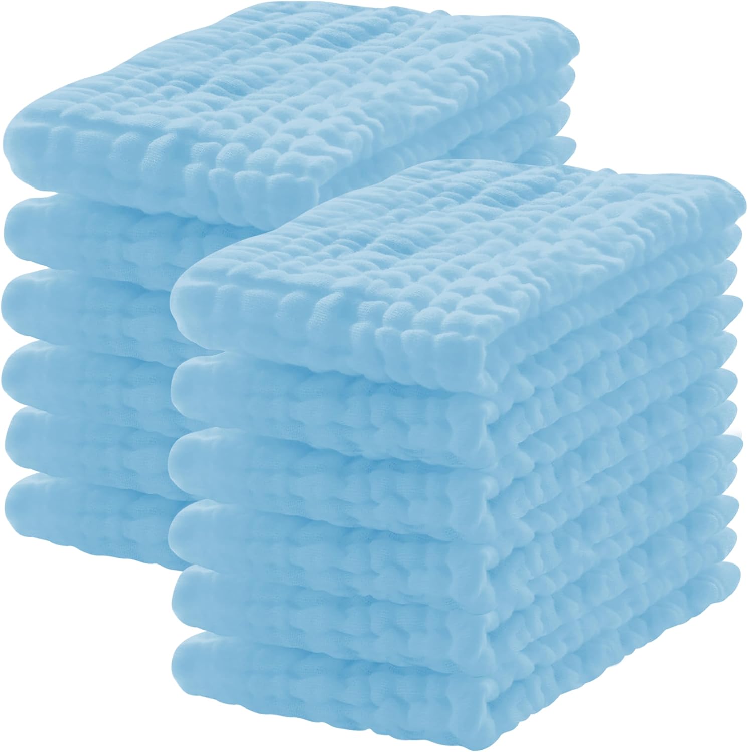 Lovely Care 12 Pack Muslin Burp Cloths 20x10 Aqua