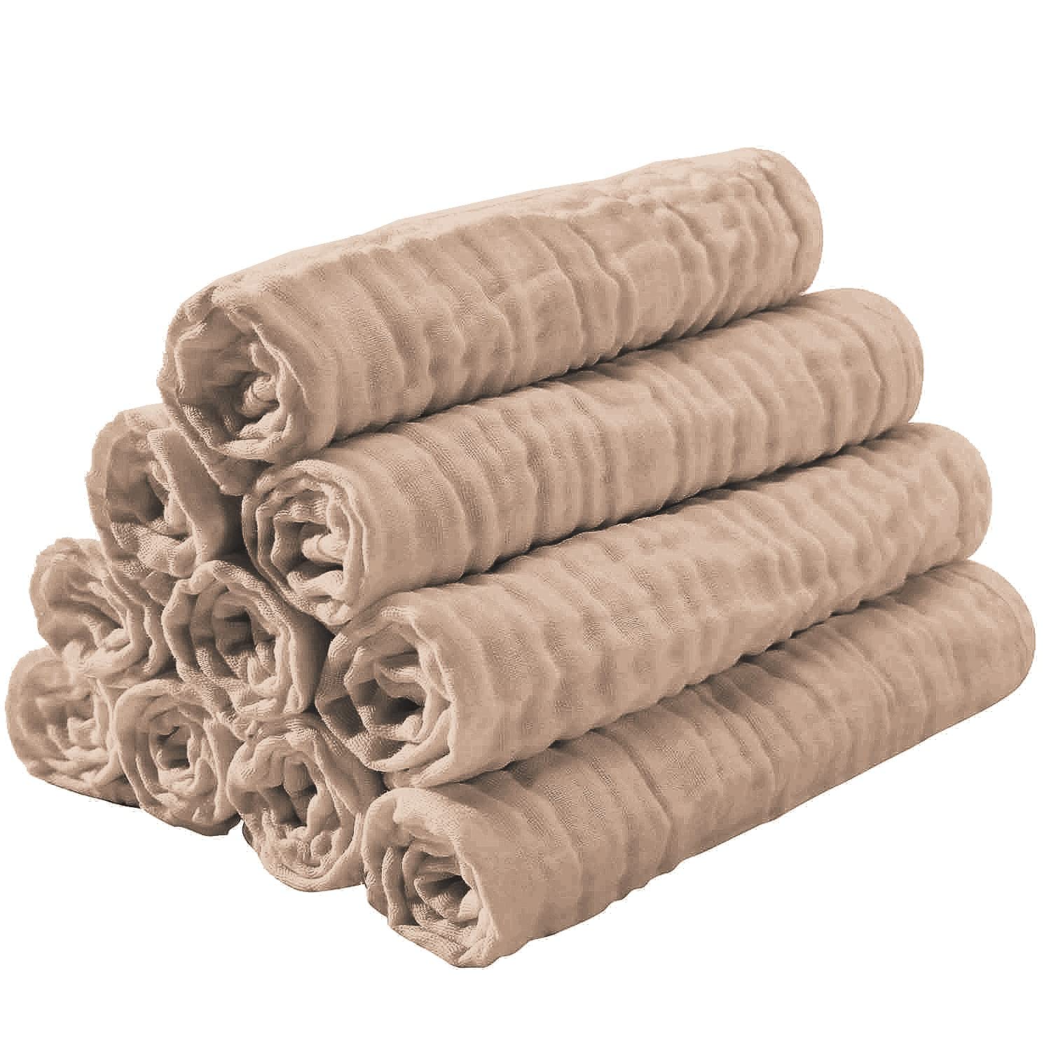 Yoofoss 10 Pack Organic Cotton Muslin Burp Cloths