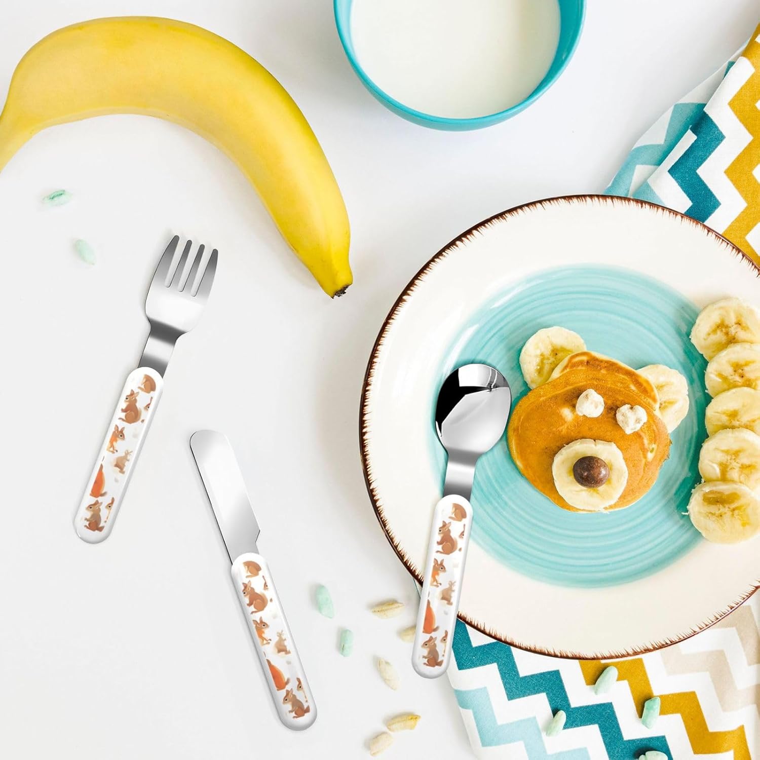Cute Squirrels Print Stainless Steel Utensils Set with Travel Case