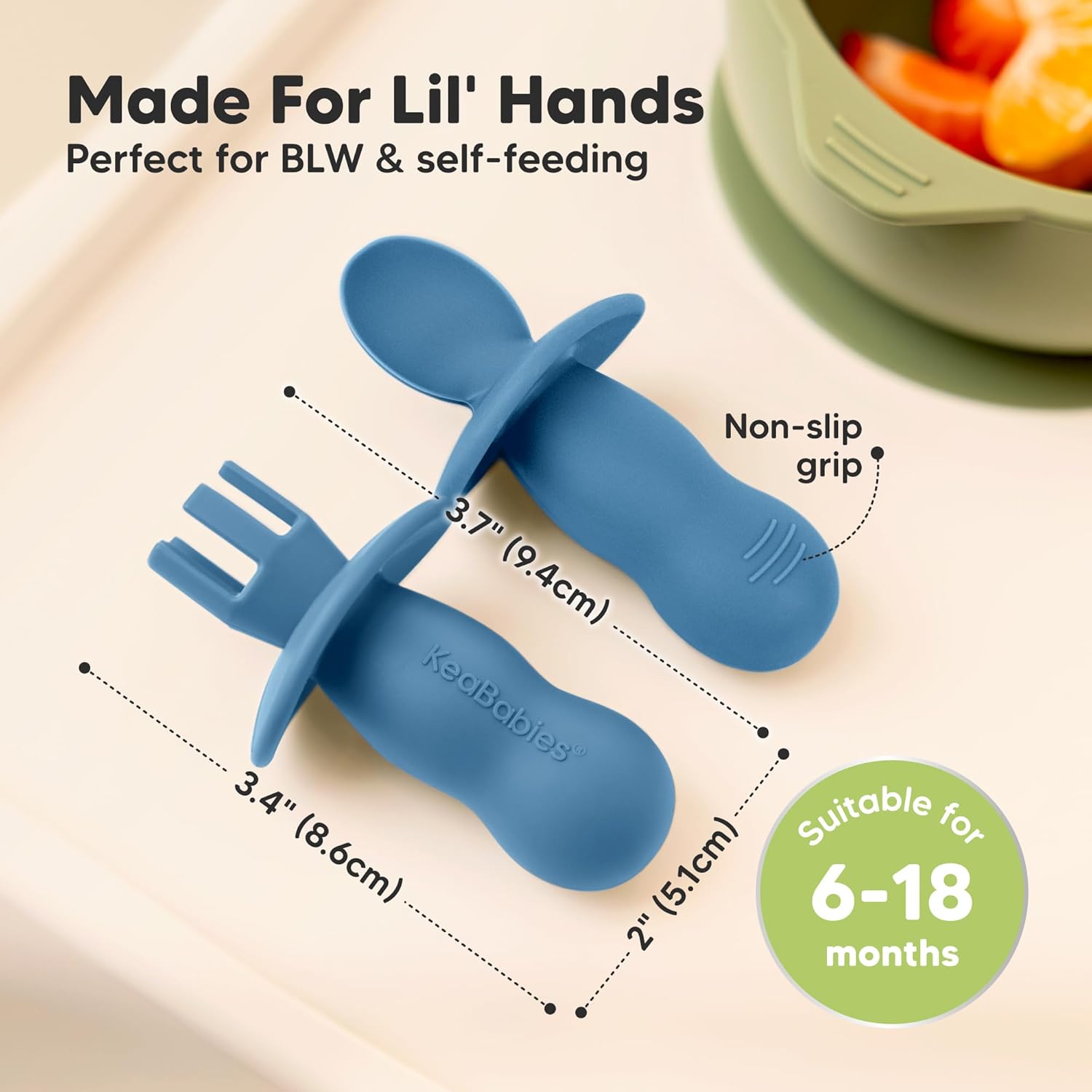 KeaBabies 4-Pack Silicone Utensils and 12-Pack Food Storage Containers