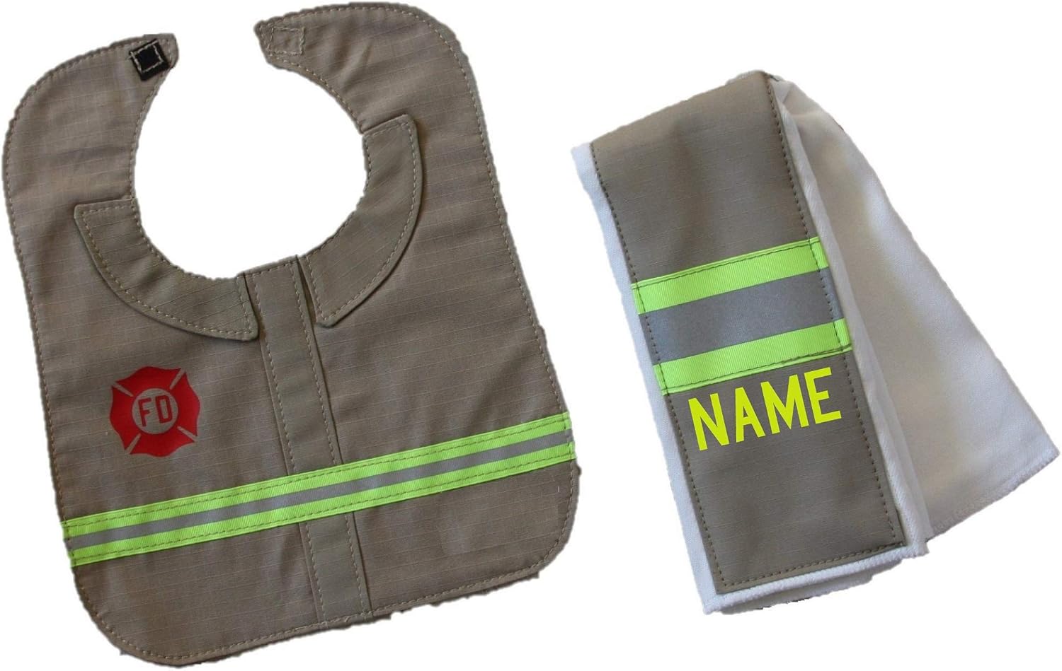 FIS Firefighter Baby Burp Rag and Bib Set