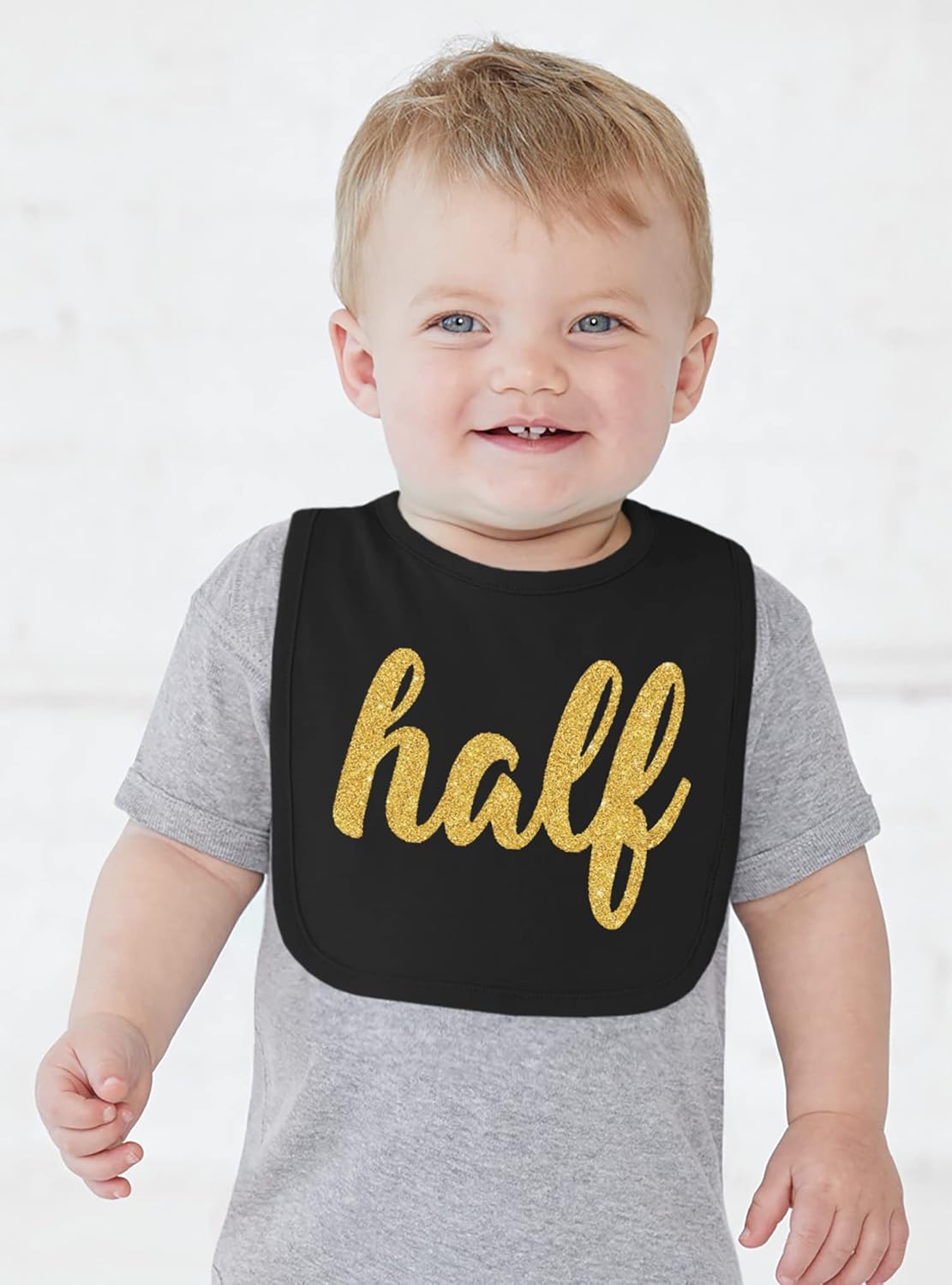 Aidens Corner Half Birthday Bibs - Silver Gold Glitter