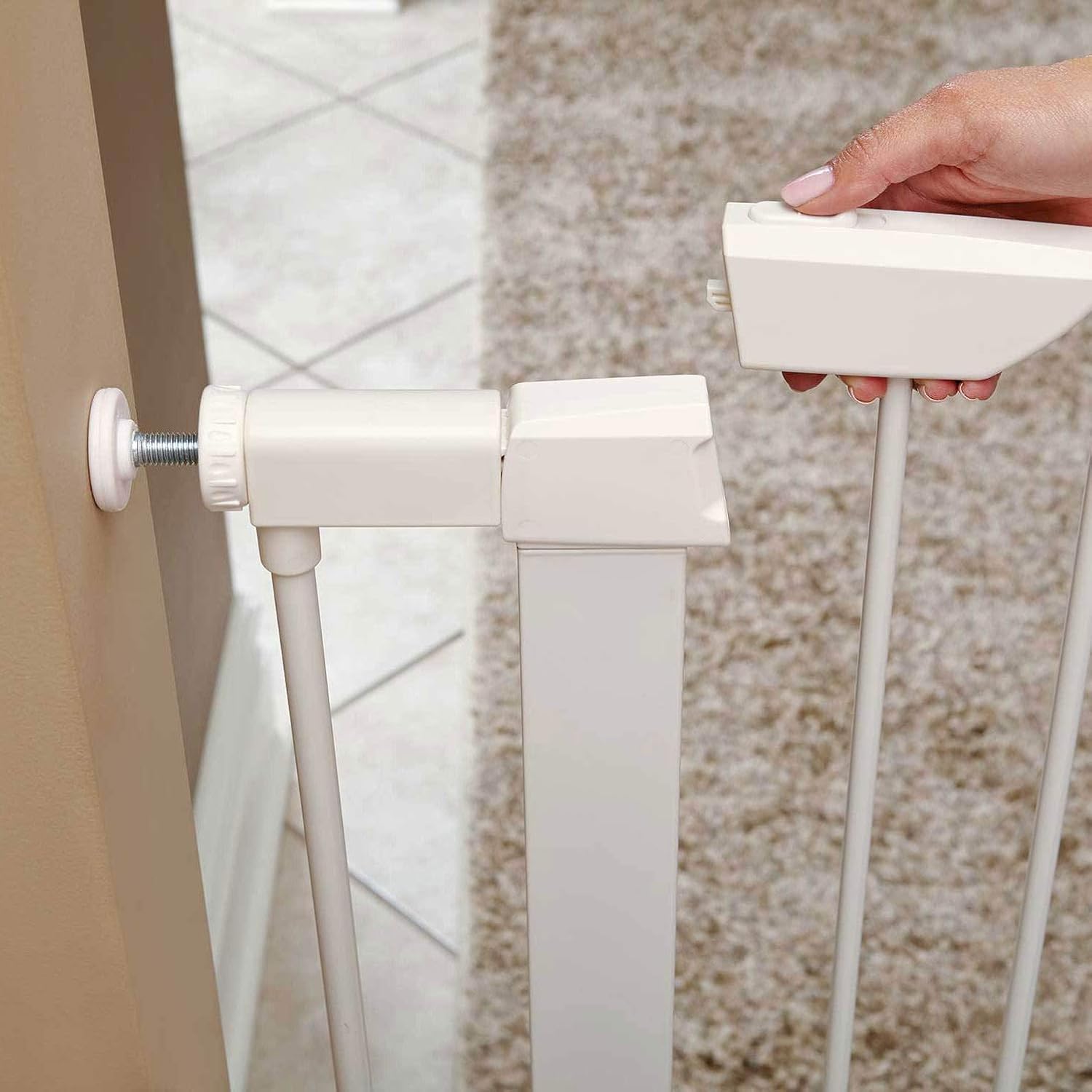 MidWest Homes for Pets 39 Tall Walk-Through Steel Pet Gate White