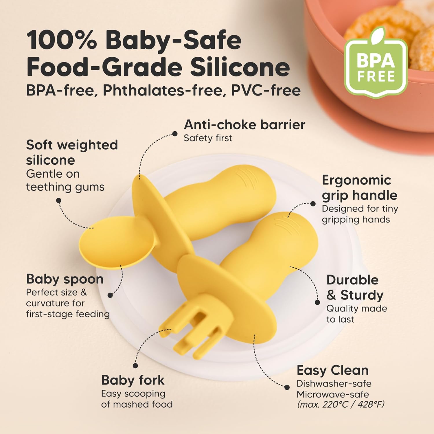 KeaBabies 4-Pack Silicone Feeding Set 12-Pack Food Storage Containers