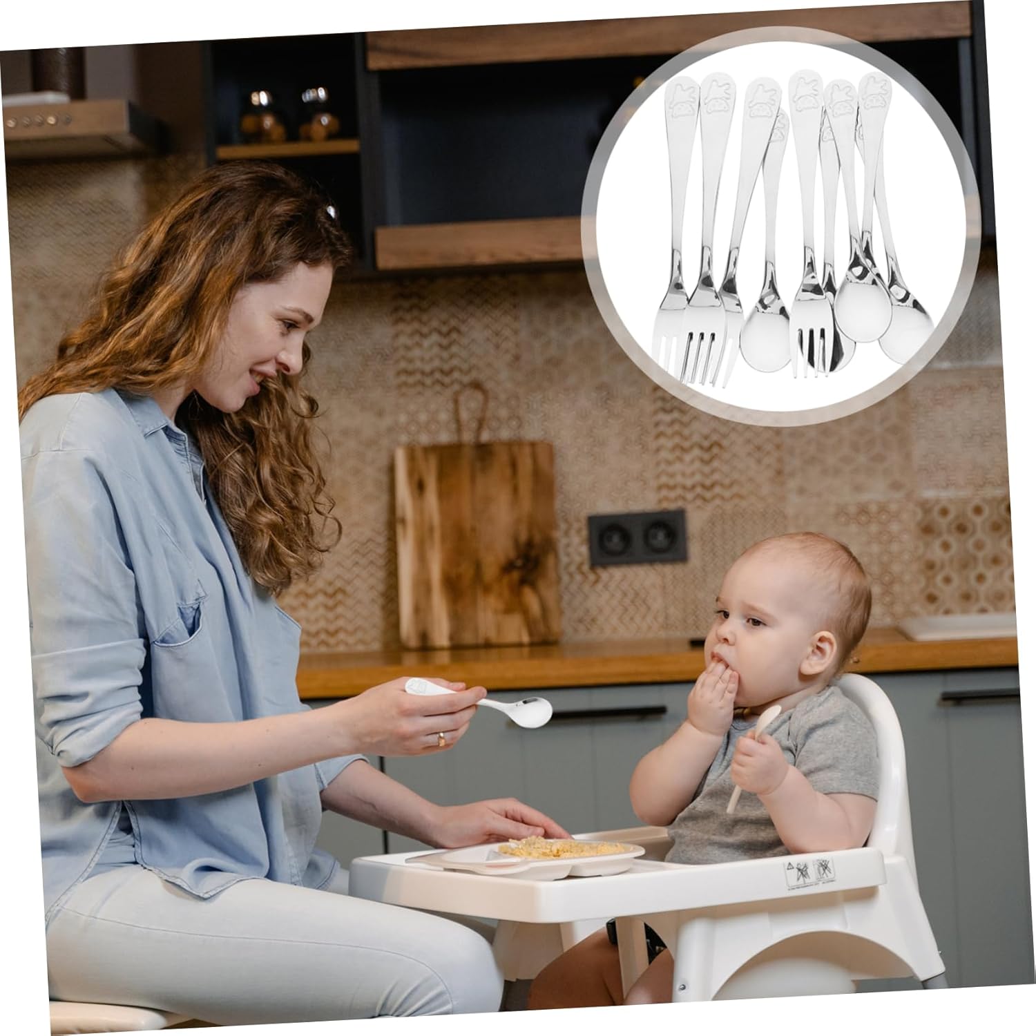 SOESFOUFU Utensil Set 5 Forks 5 Spoons Dishwasher Safe