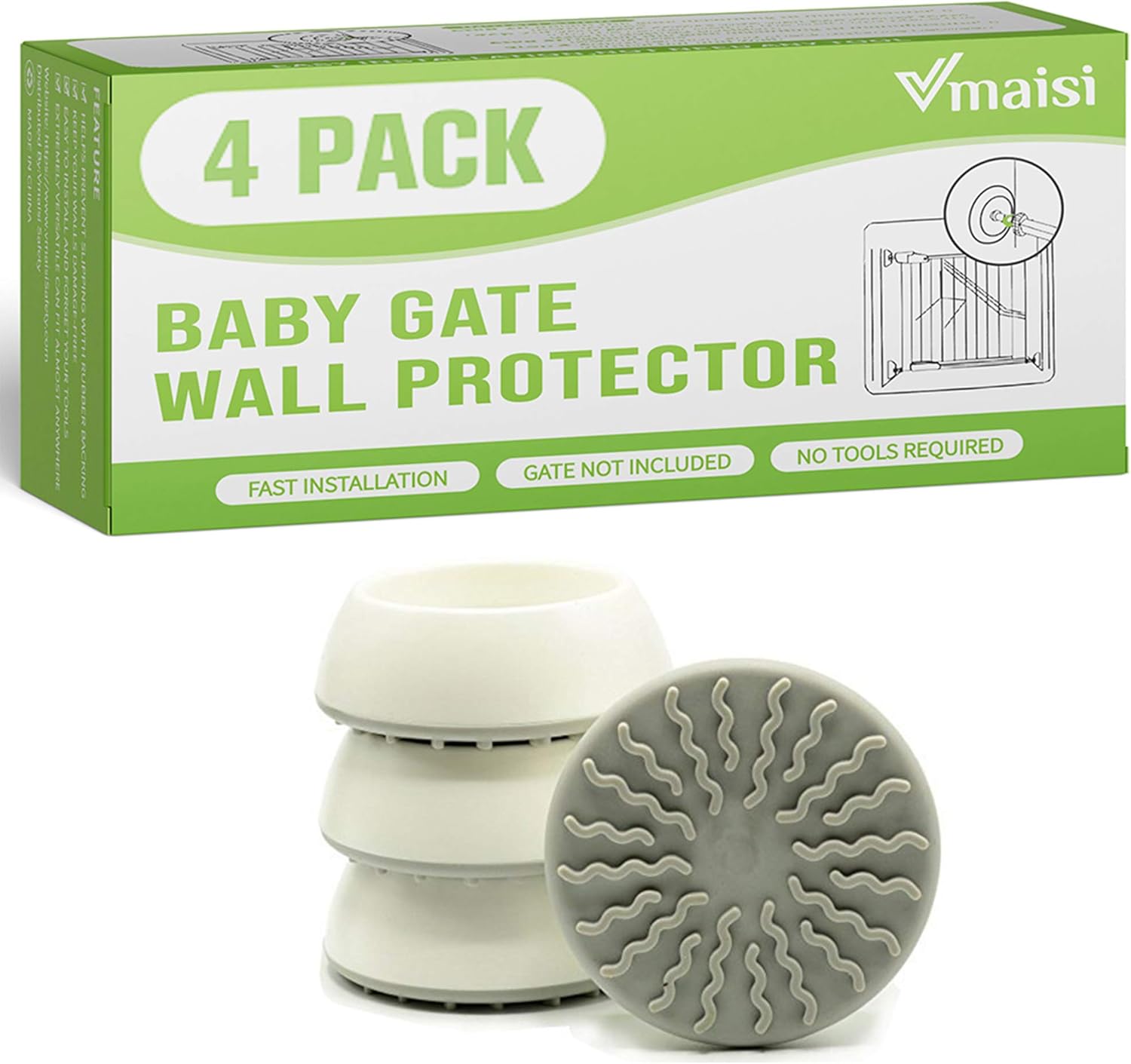 Vmaisi Baby Gate Wall Protector - 4 Pack White Pressure Mounting Cups