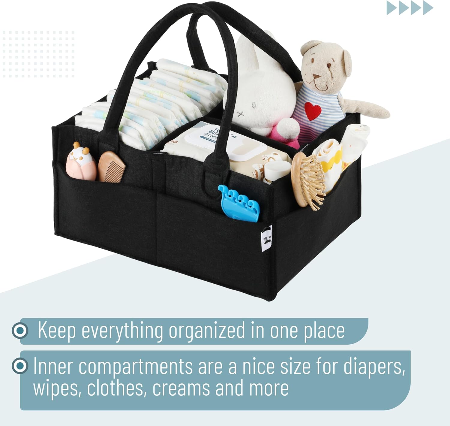 Mr Pen Baby Diaper Caddy - Black Car Organizer 1