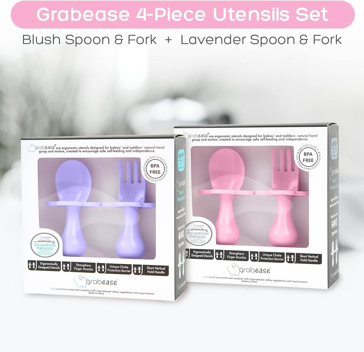 Grabease 2 Pack Baby Spoons Forks BPA-Free
