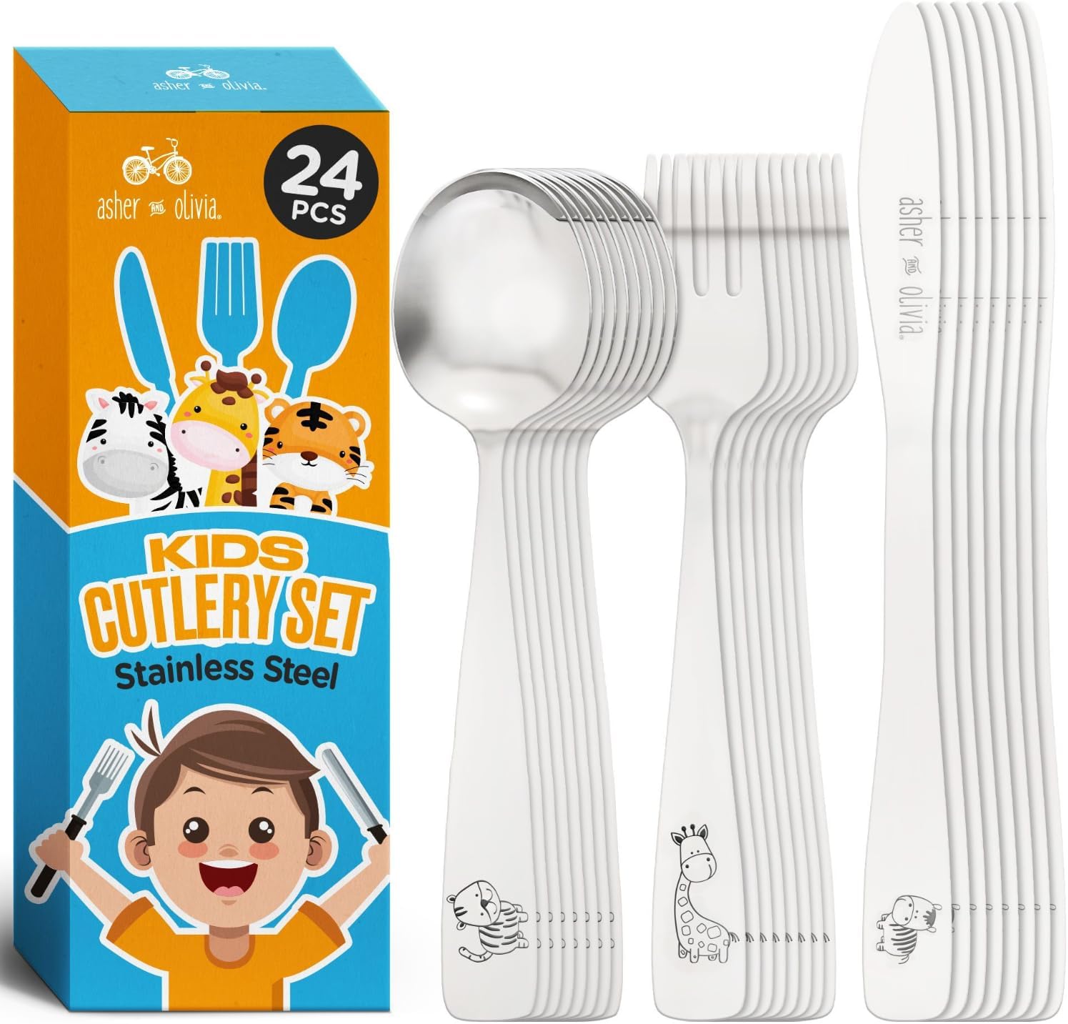 Asher and Olivia 24-Piece Toddler Silverware Set