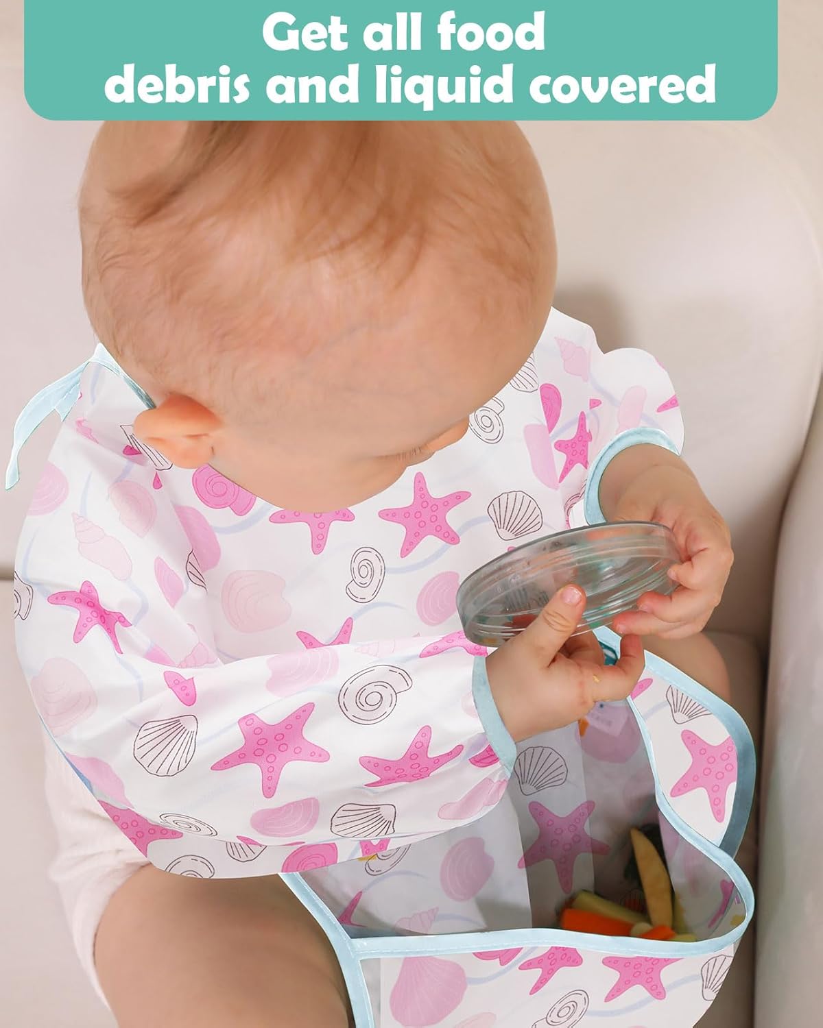 Lictin 5 Pack Long Sleeve Waterproof Baby Bibs 1