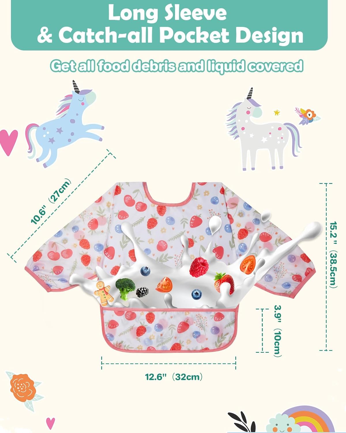 Lictin 5 Pack Long Sleeve Waterproof Baby Bibs 1