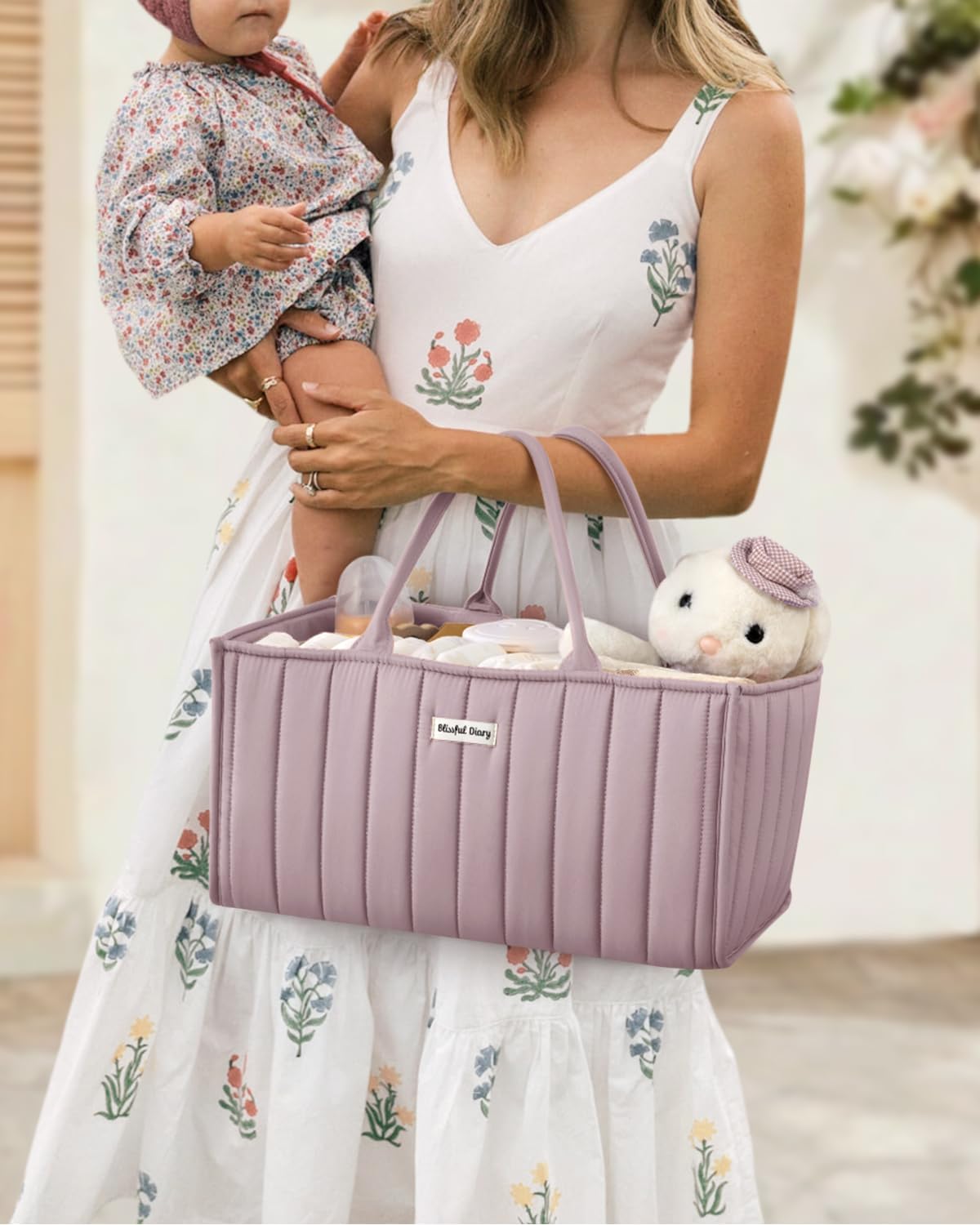 Blissful Diary Baby Diaper Caddy Organizer Mauve Pink