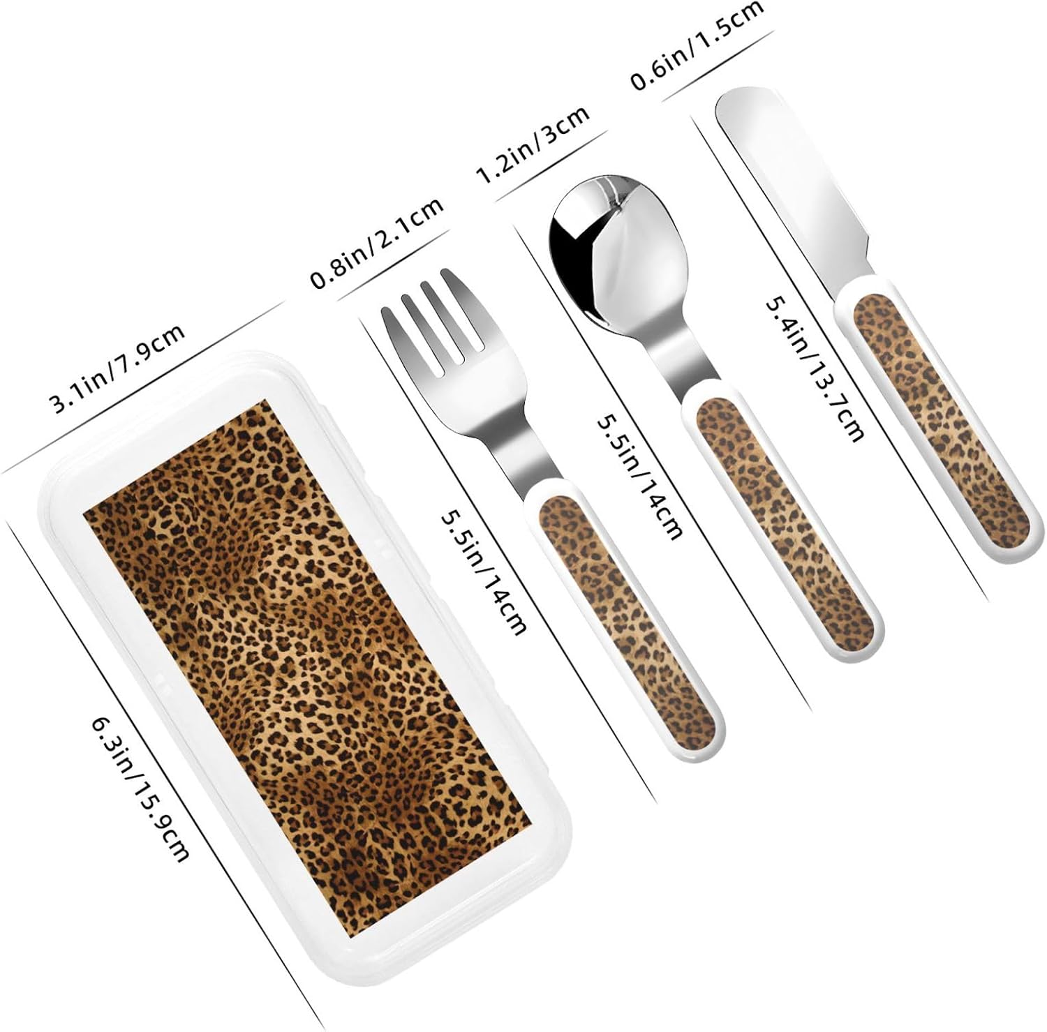 Cute Leopard Print Utensils Set with Travel Case