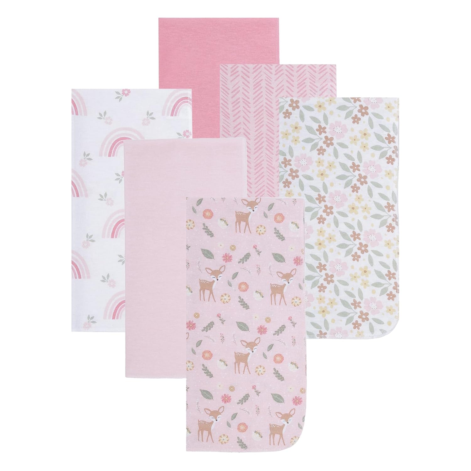 EVERYDAY KIDS 12-Pack Pink Burp Cloths for Baby Girl