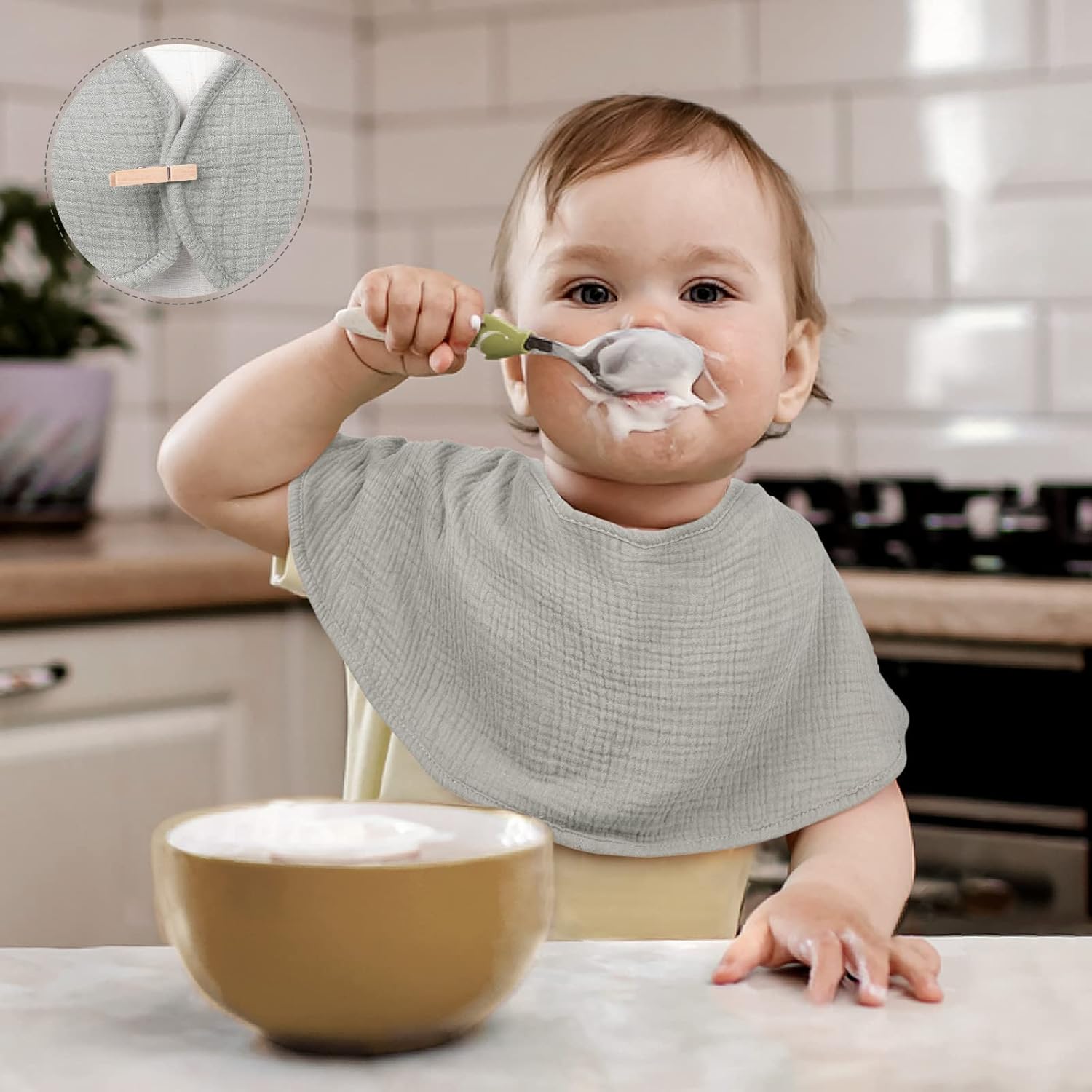 Lulu Moon Muslin Burp Cloths 6 Pack - Neutral Soft Absorbent
