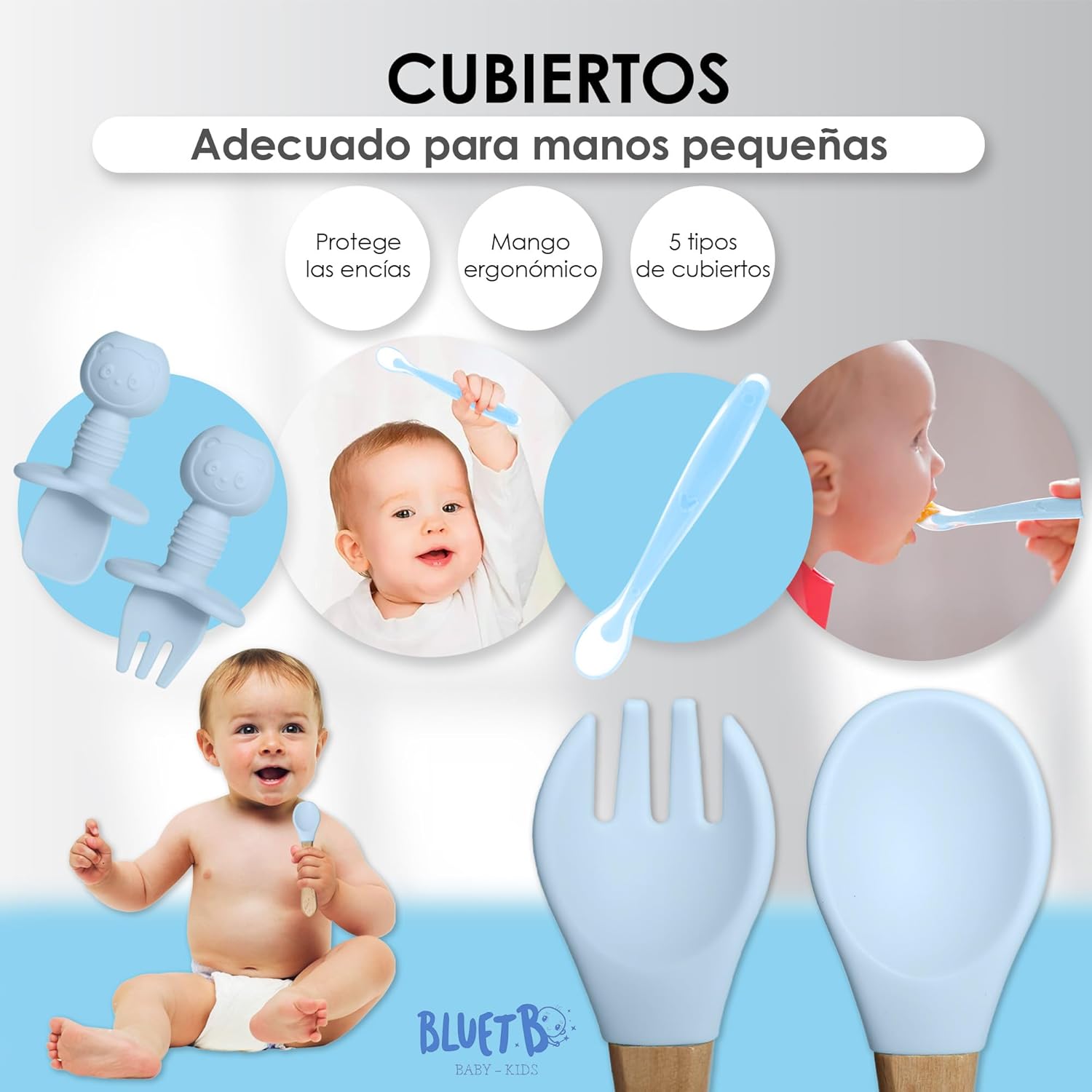 Bluet B Silicone Baby Feeding Set - 11pcs Blue